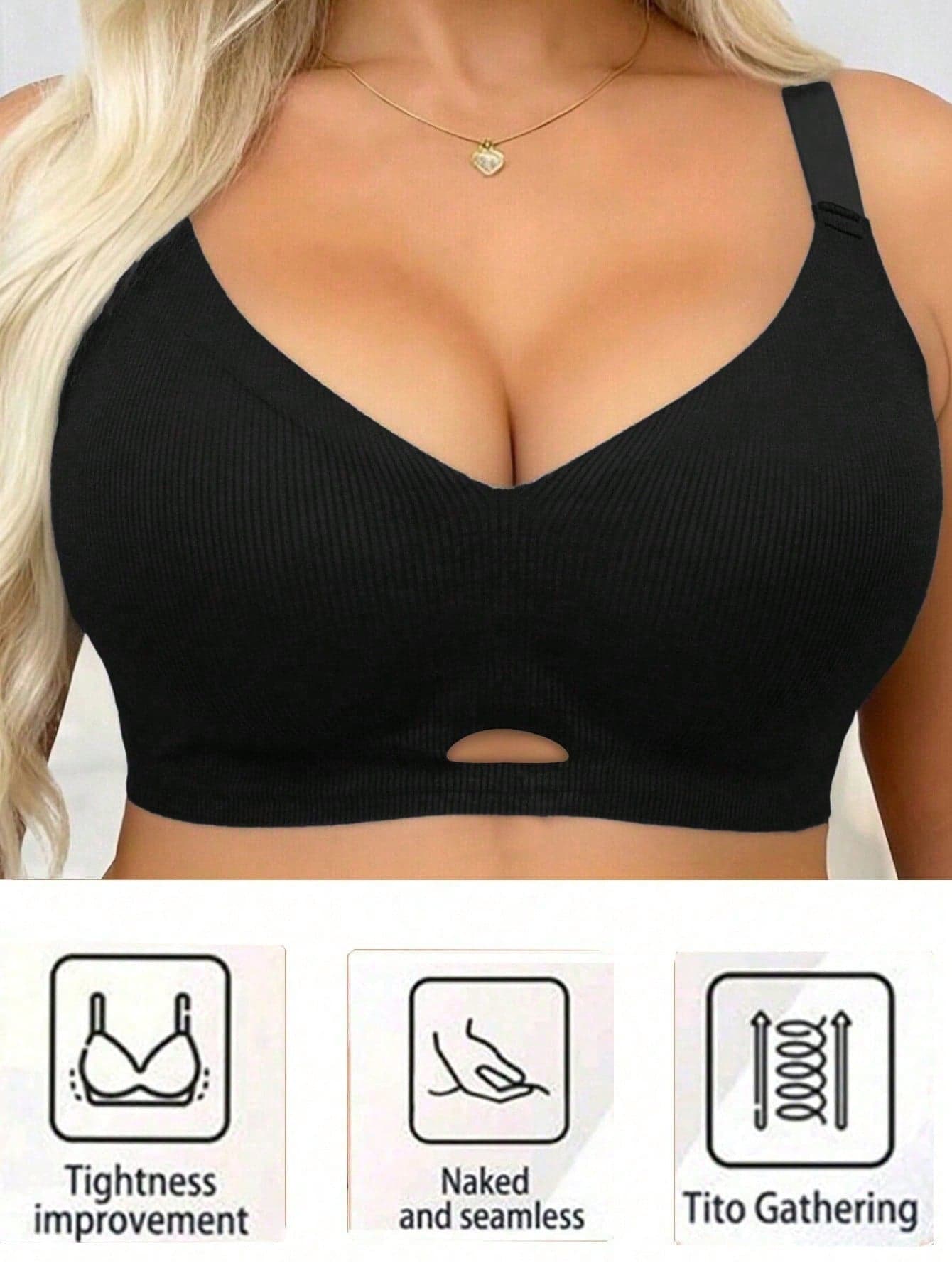 1pc Soft Support Full Coverage Wireless Bra For Women, Thin Seamless Plunge Bra With Adjustable Straps, Supportive, Comfortable, Everyday Wear
