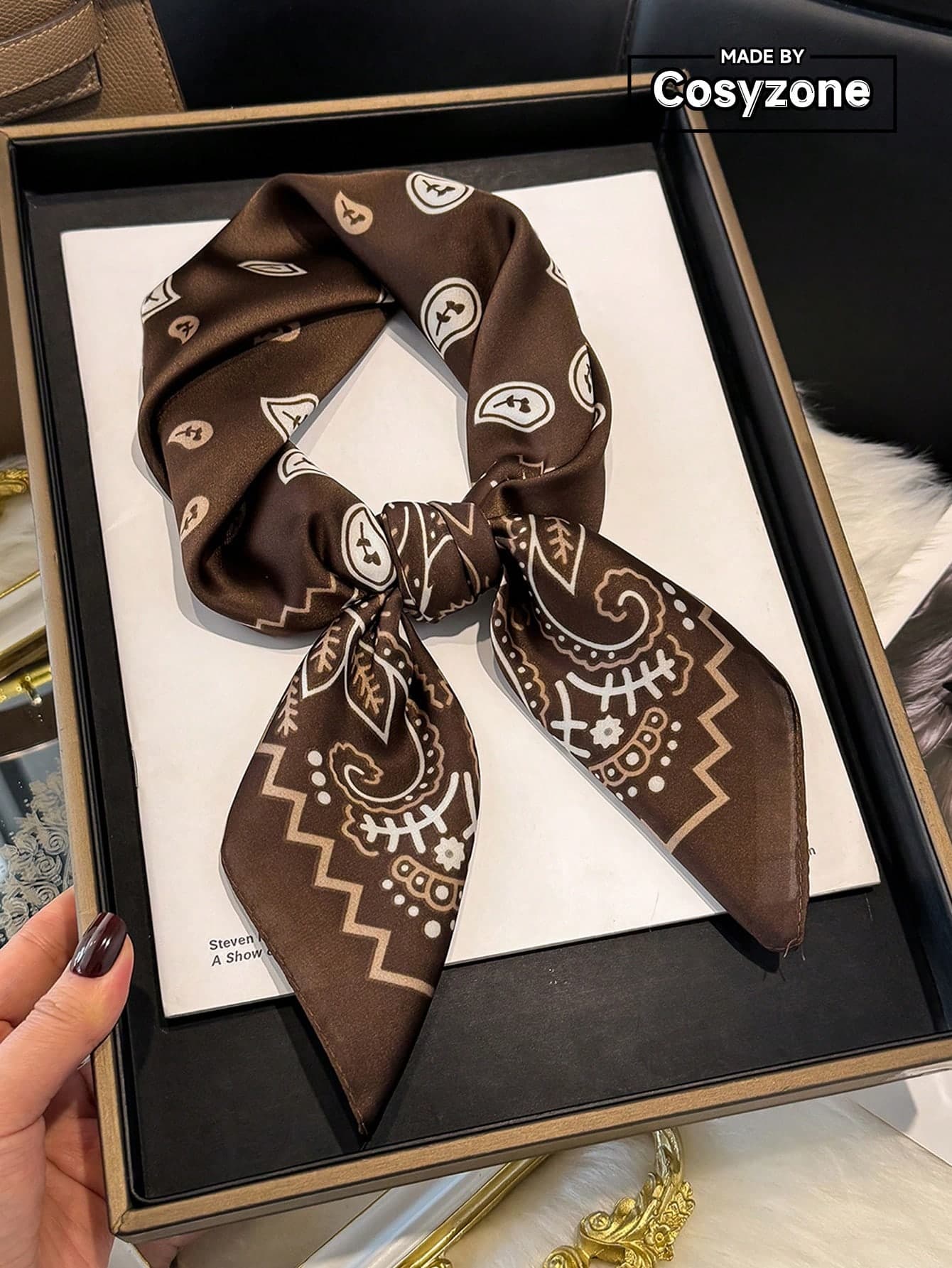 1pc Bohemian Style Paisley Print 70cm Square Scarf/Bandana For Women, Suitable For Casual And Fashionable Street Outings, Headband, Outdoor Wind/Sun Protection Shawl, Perfect For Accessorizing Your Look