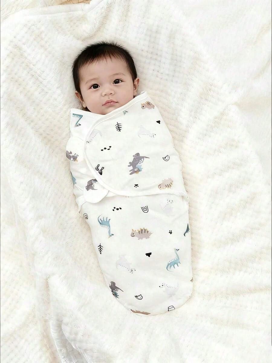 1pc Baby Swaddle Blanket, Hook And Loop Design, 100% Polyester Soft & Skin-Friendly, Suitable For 0-2 Years Old Newborns, Essential For Newborns