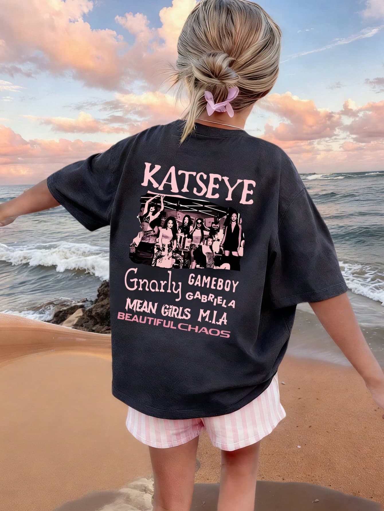 Tween Girls Casual Printed Round Neck Short Sleeve T-Shirt, Summer Top