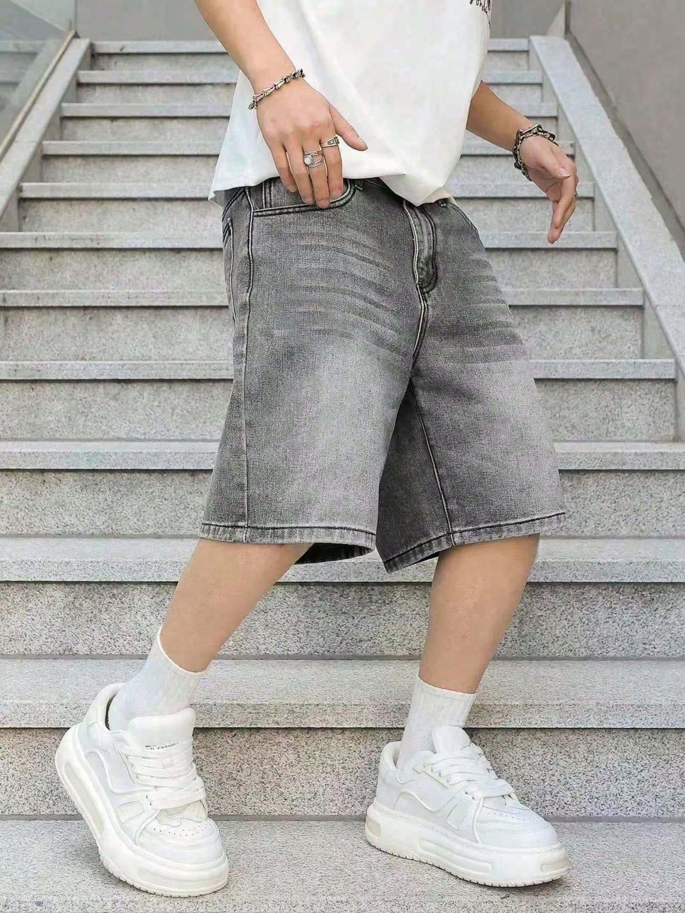 Teen Boy's Casual Vintage Loose Washed Denim Shorts, Summer