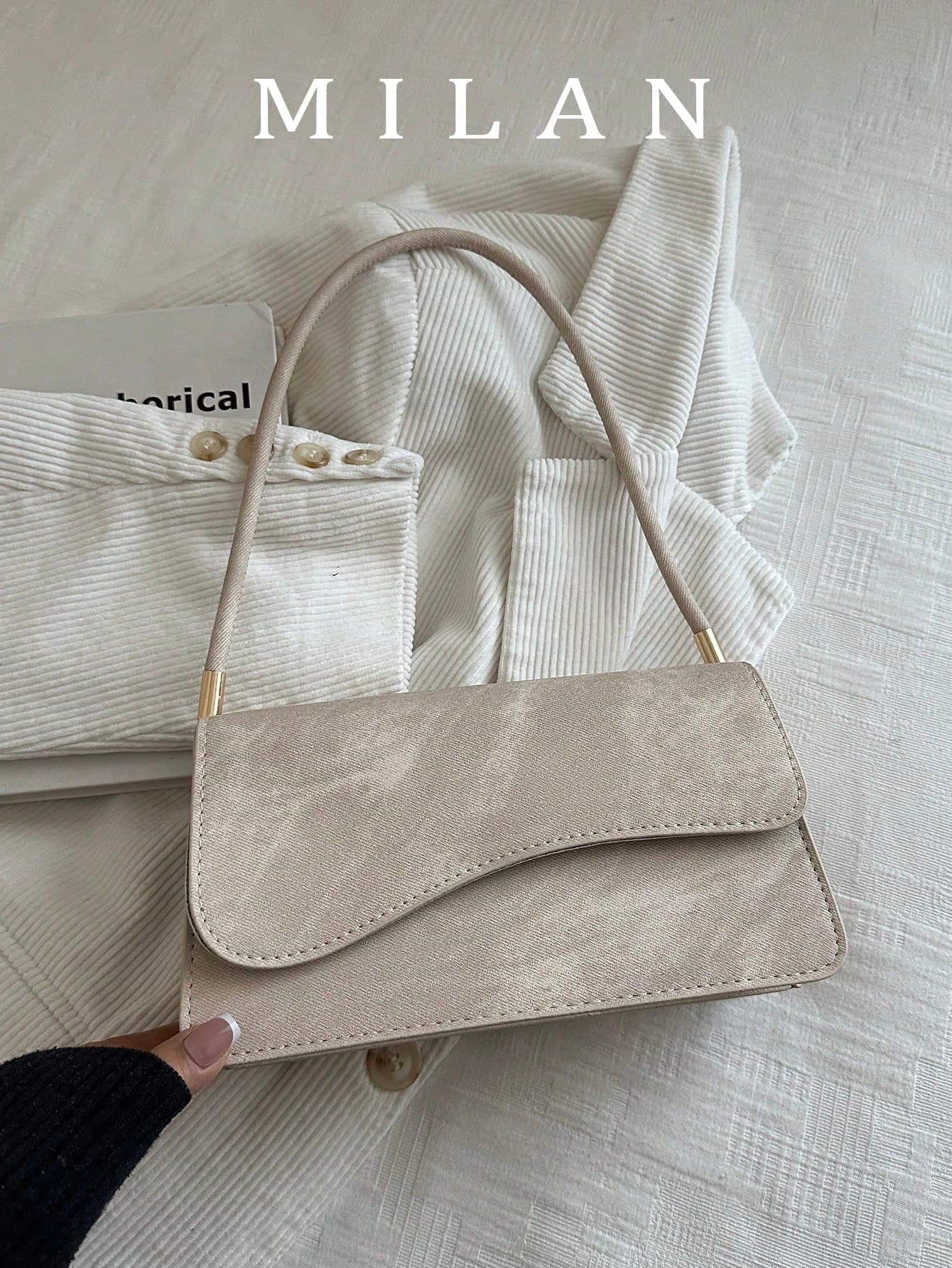 Fashionable Solid Color Asymmetrical Flap Vintage Minimalist Elegant Shoulder Bag