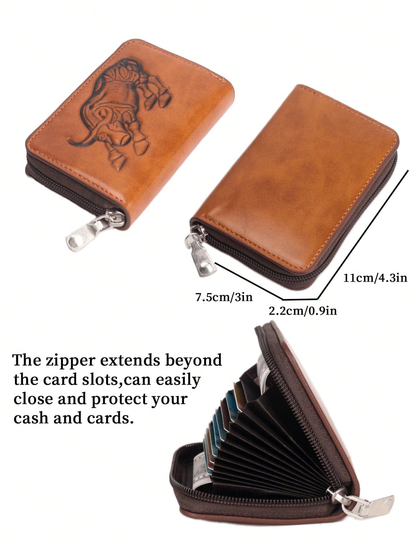 Fashionable Animal Pattern Card Holder, Casual Retro Zipper Small Card Case, Portable Lightweight Coin Purse, Unisex Card Wallet