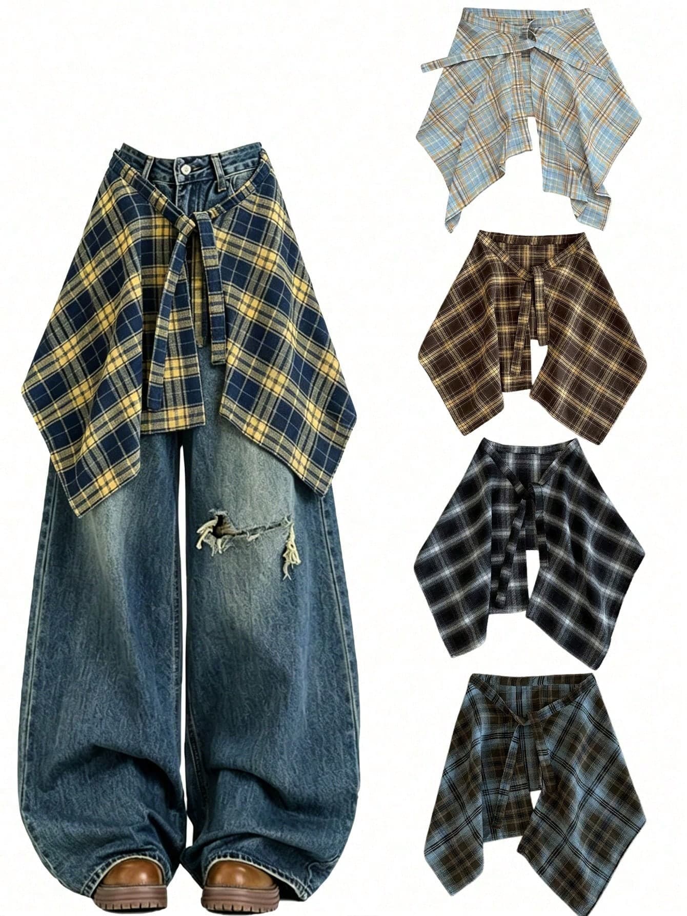 1 Pc New Plaid Butt Skirt, A Unique And Stylish Skirt That Covers The Hips, Plaid Pleated Skirt, Can Be Paired With An A-Line Skirt Or A Mini Skirt