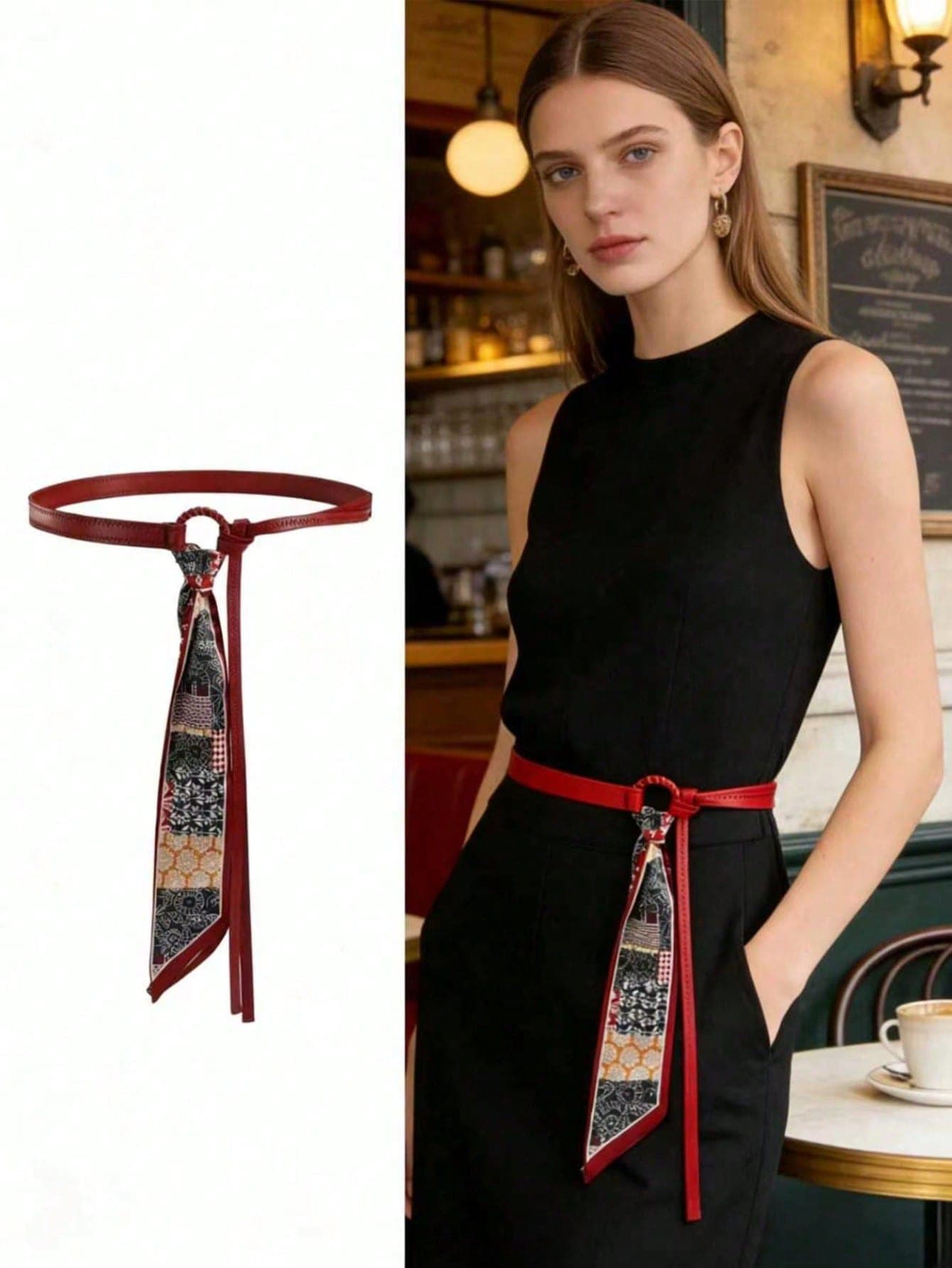 Vintage Minimalist Elegant Scarf Belt, Suitable For Street Dance, Hip-Hop Punk, Commuting And Casual Outfits, An Essential Waist Accessory, Perfect For Gifting Friends. Available In Multiple Colors, Suitable For All Seasons, Made Of Solid Color Bohemian Style PU Leather Material