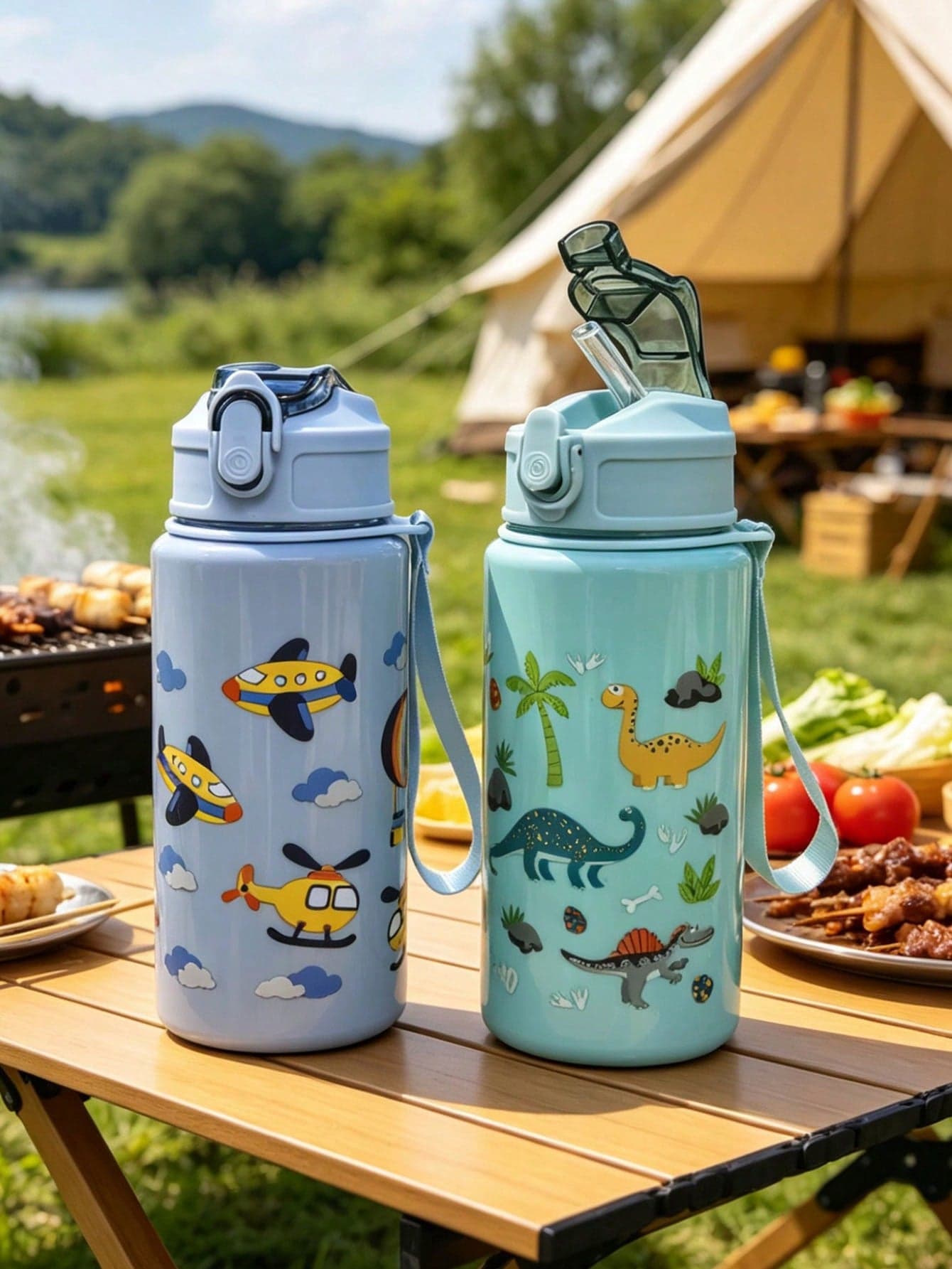 1pc 500ml Cute Children's Water Bottle With Straw, Portable For Outdoor/School Use, Best Gift For Kids