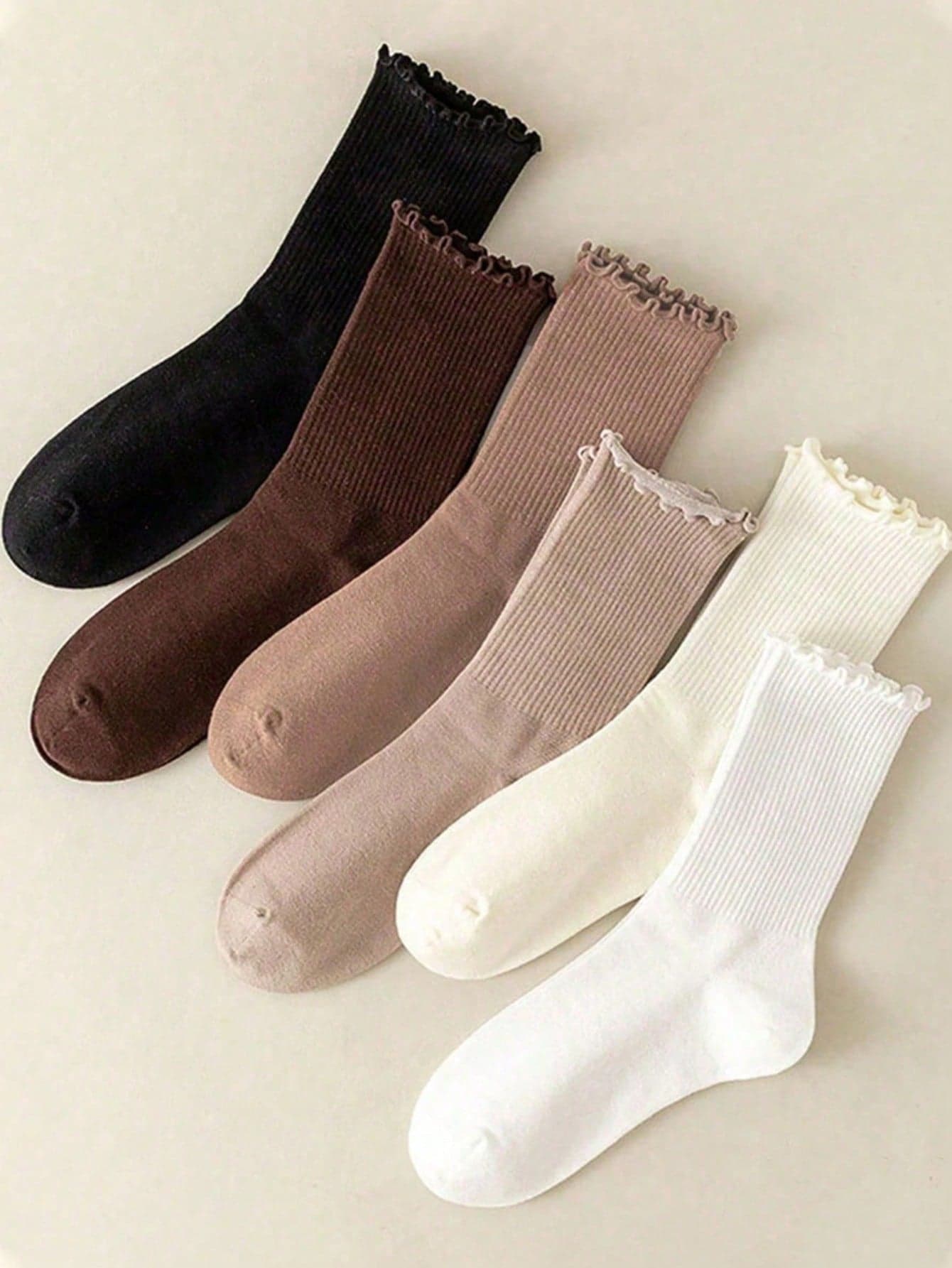 6pcs/12pcs/24pcs Women's Solid Color Striped Leggings, Multi-Functional Autumn/Winter Socks, Simple Versatile Casual Sports Socks. (Random Color) Note: 2pcs/Pair.