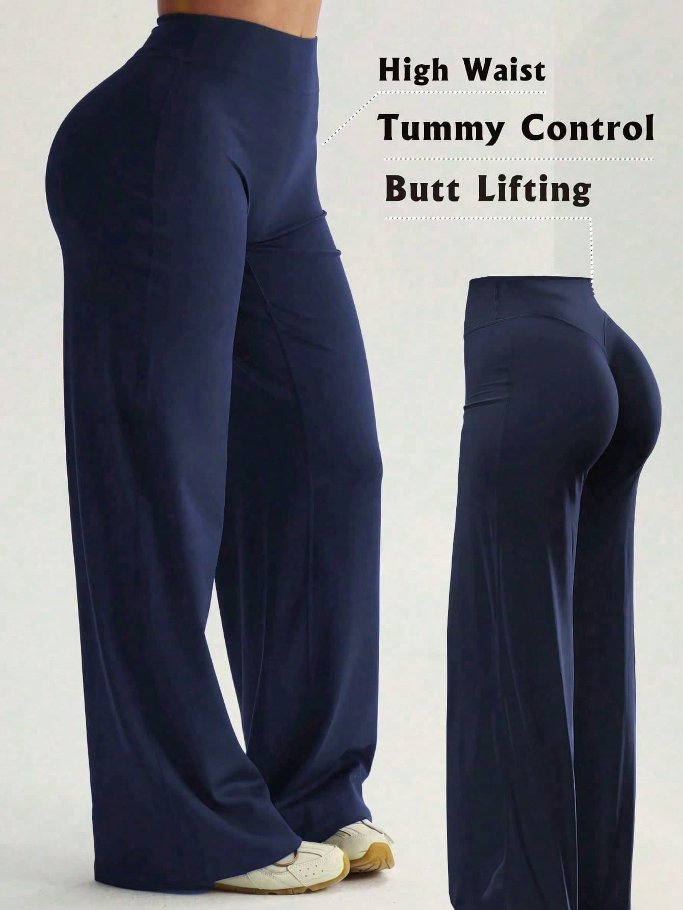 Women's Outdoor High-Waist Exercise Workout Running Wide Leg Pant, Exercise Casual Comfort Leggings, High Stretch Flare Commute & Yoga Pants, Ladies Sports Wear, Knit Fabric, Elastic & Comfortable, Suitable For Daily Wear And Workout Spring