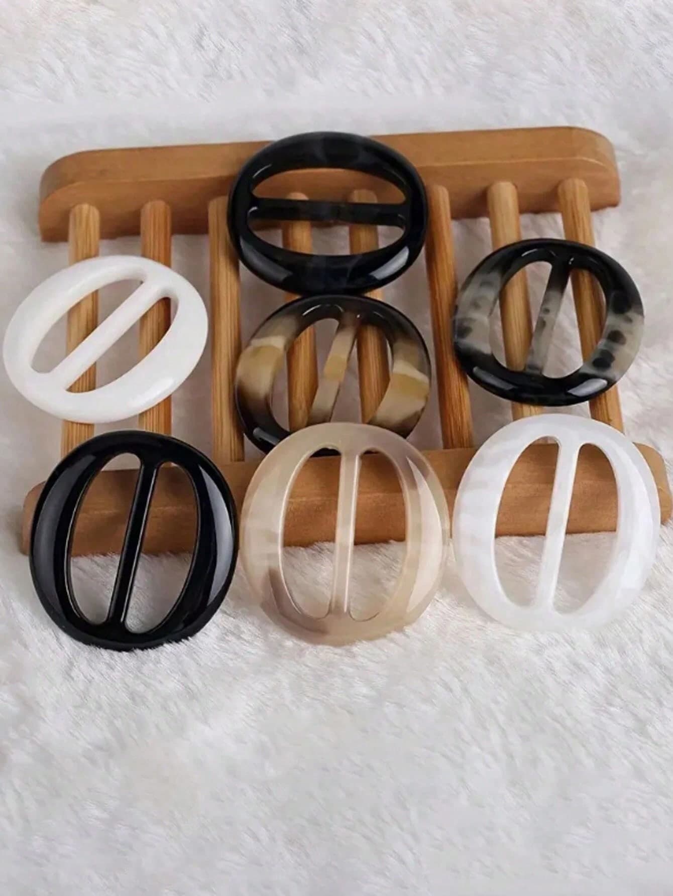 6pcs Elegant Resin Scarf Rings Set - Multifunctional Decorations, Suitable For Various Occasions, Fashion Brooch, Belt Buckle, Scarf Clip, Clothes Corner Knot Buckle