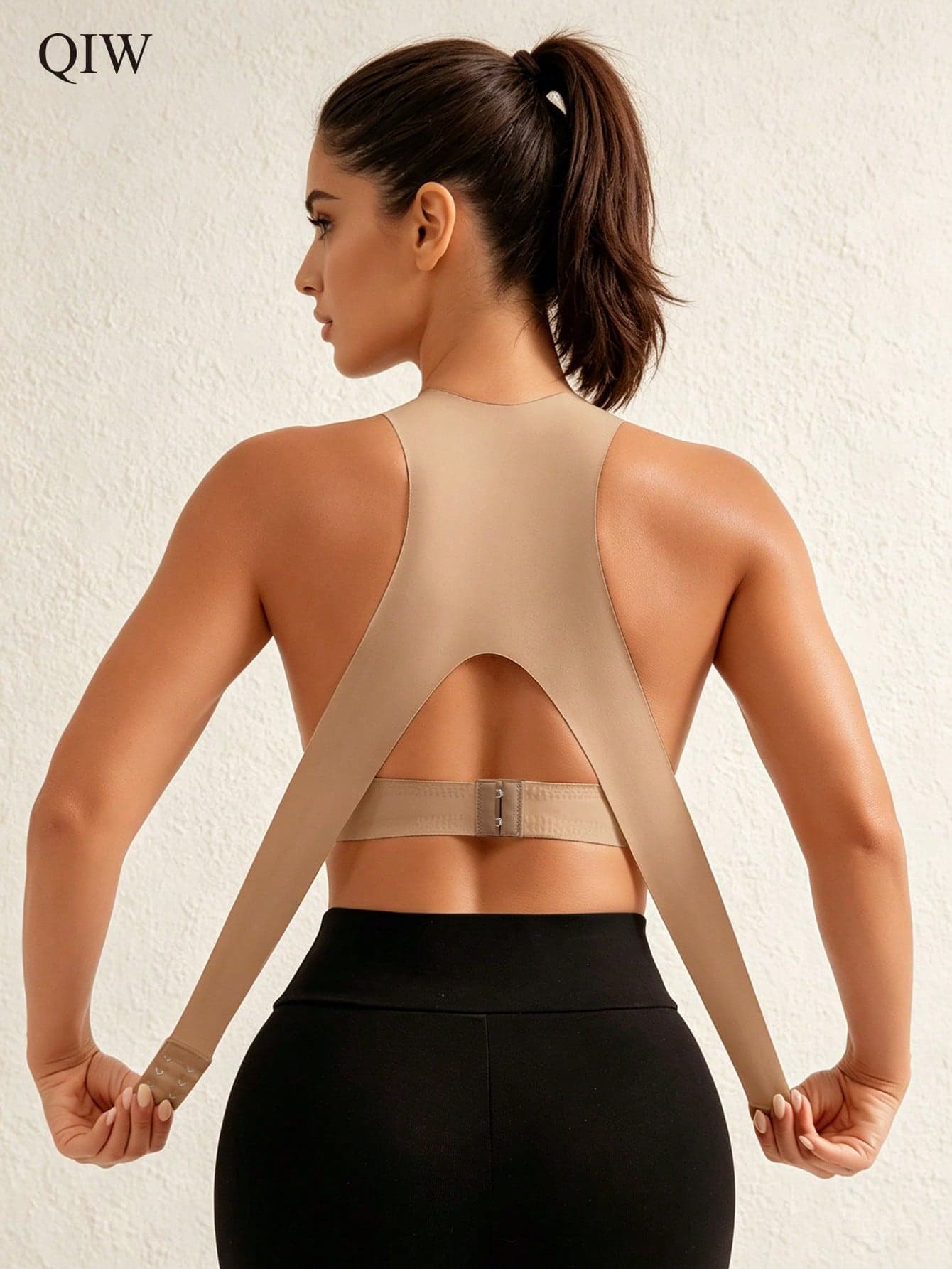 1pc Women's Wireless Front & Back Closure Sports Bra, Removable Pads, Suitable For Cycling & Workout