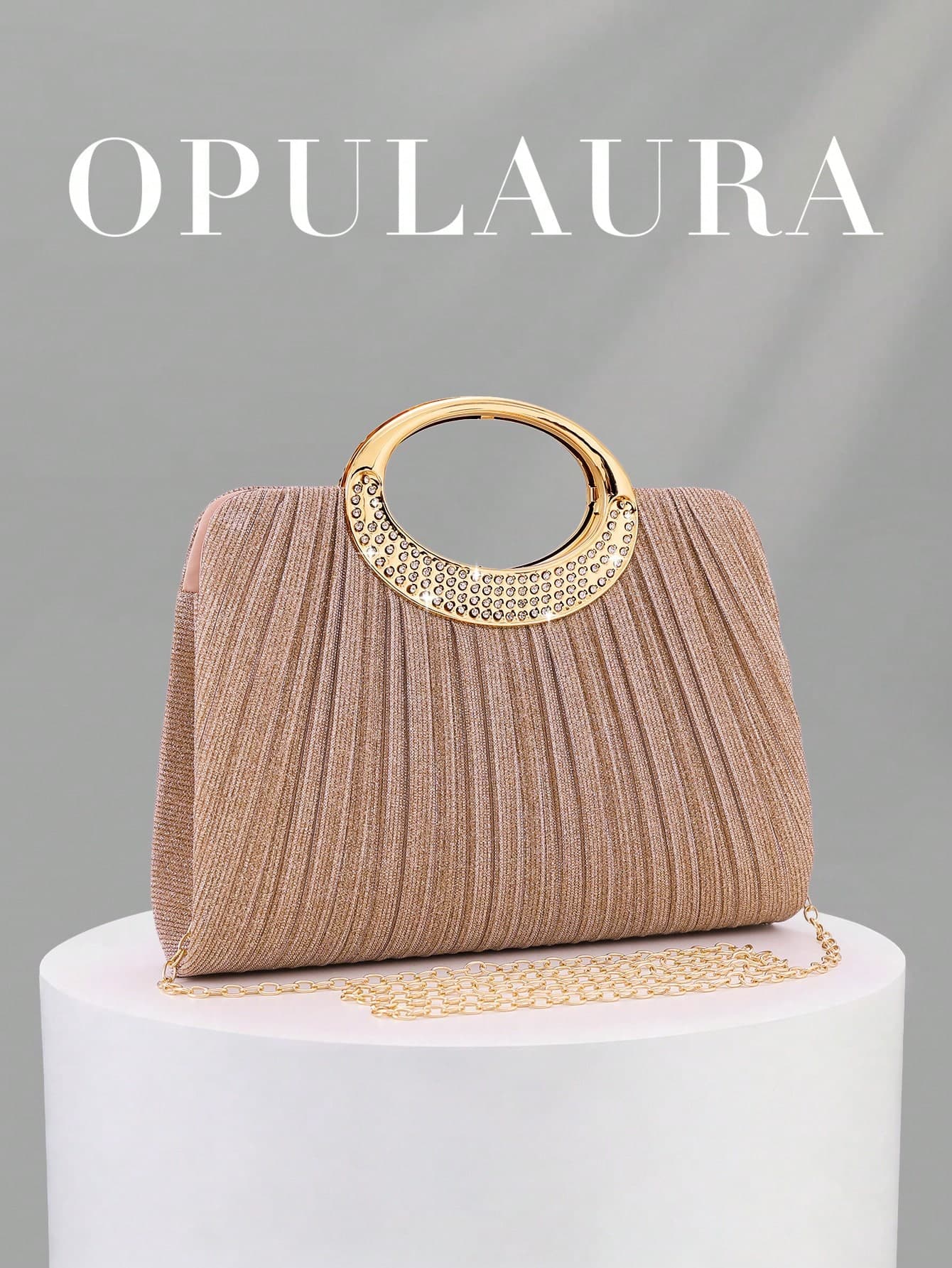 OpulAura Women's Fashion Sparkling Crystal Rhinestone Evening Clutch Bag, Glittering Luxury Diamond Studded Formal Dress Handbag, Suitable For Gala, Party, Birthday, Wedding As Gift