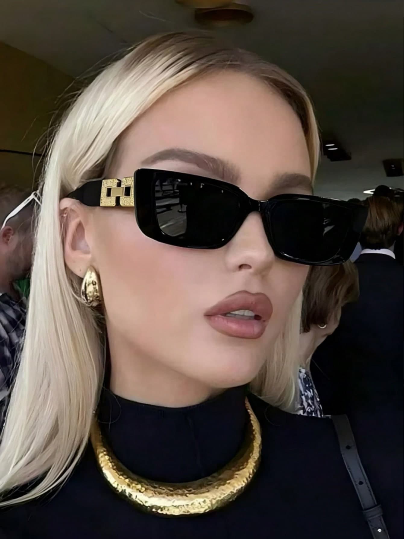 1/2/3PCS Women's Plastic Square Narrow Metal Decorated Wide Leg Simple Casual Retro Minimalist Fashion Glasses Suitable For Daily Streetwear Use