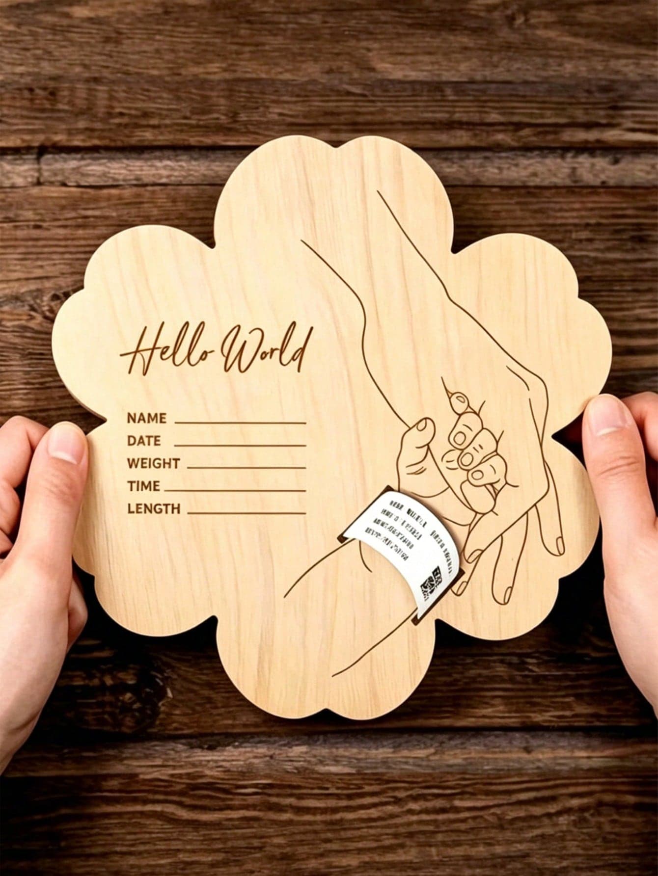 Newborn Hospital Bracelet Engraved Keepsake Holder, Personalized Baby Gift, Laser-Cut Wood Fiber Board, Memorial Pregnancy Wristband, Baby Shower Gift