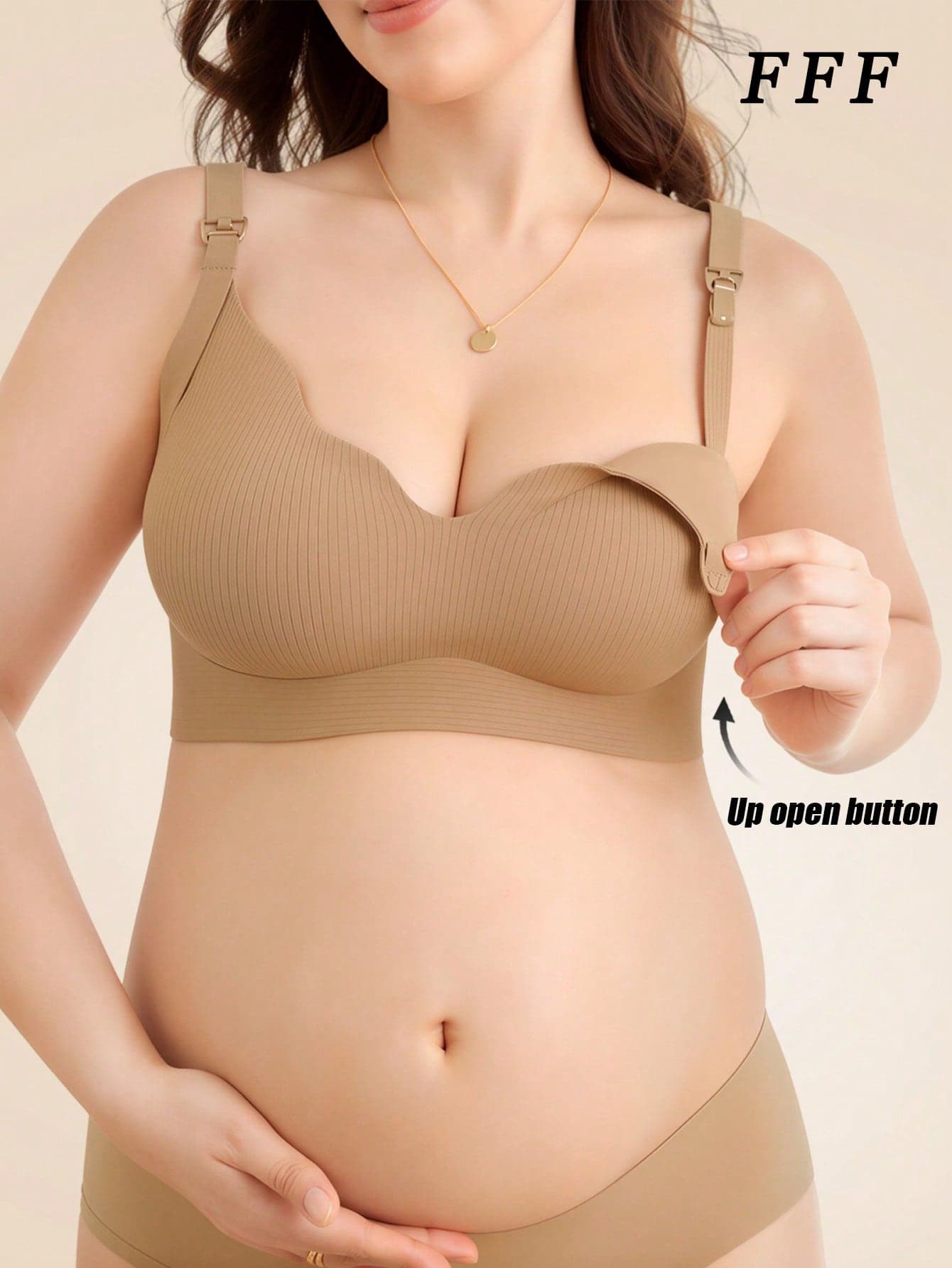 Khaki Nursing Bra For Breastfeeding, Maternity Specific Gather & Lift, Front Closure, Suitable For Pregnancy & Postpartum