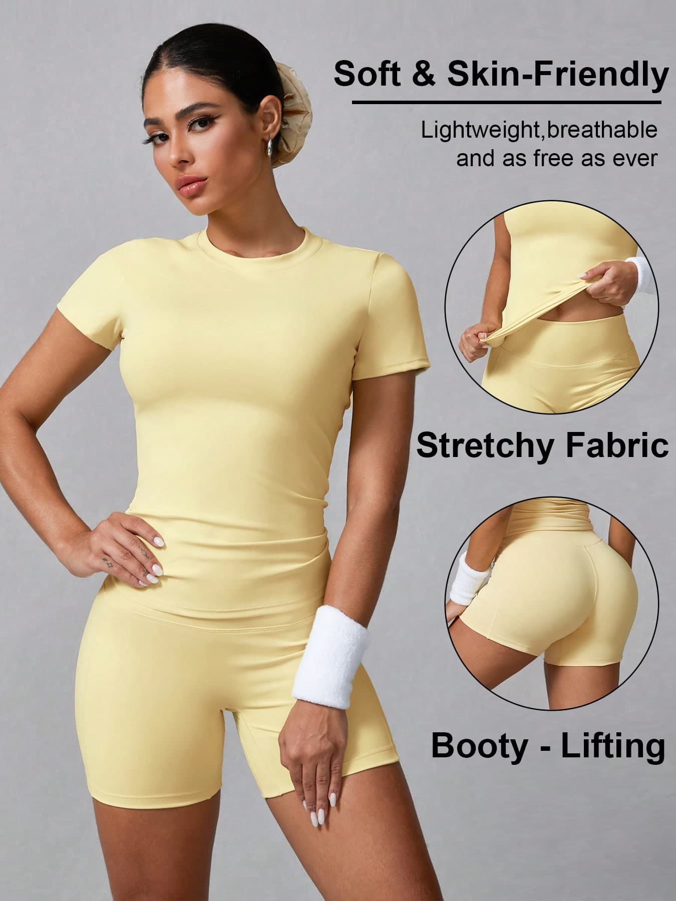 Women's Simple Solid Color Short Sleeve Shorts Sports Suit Summer