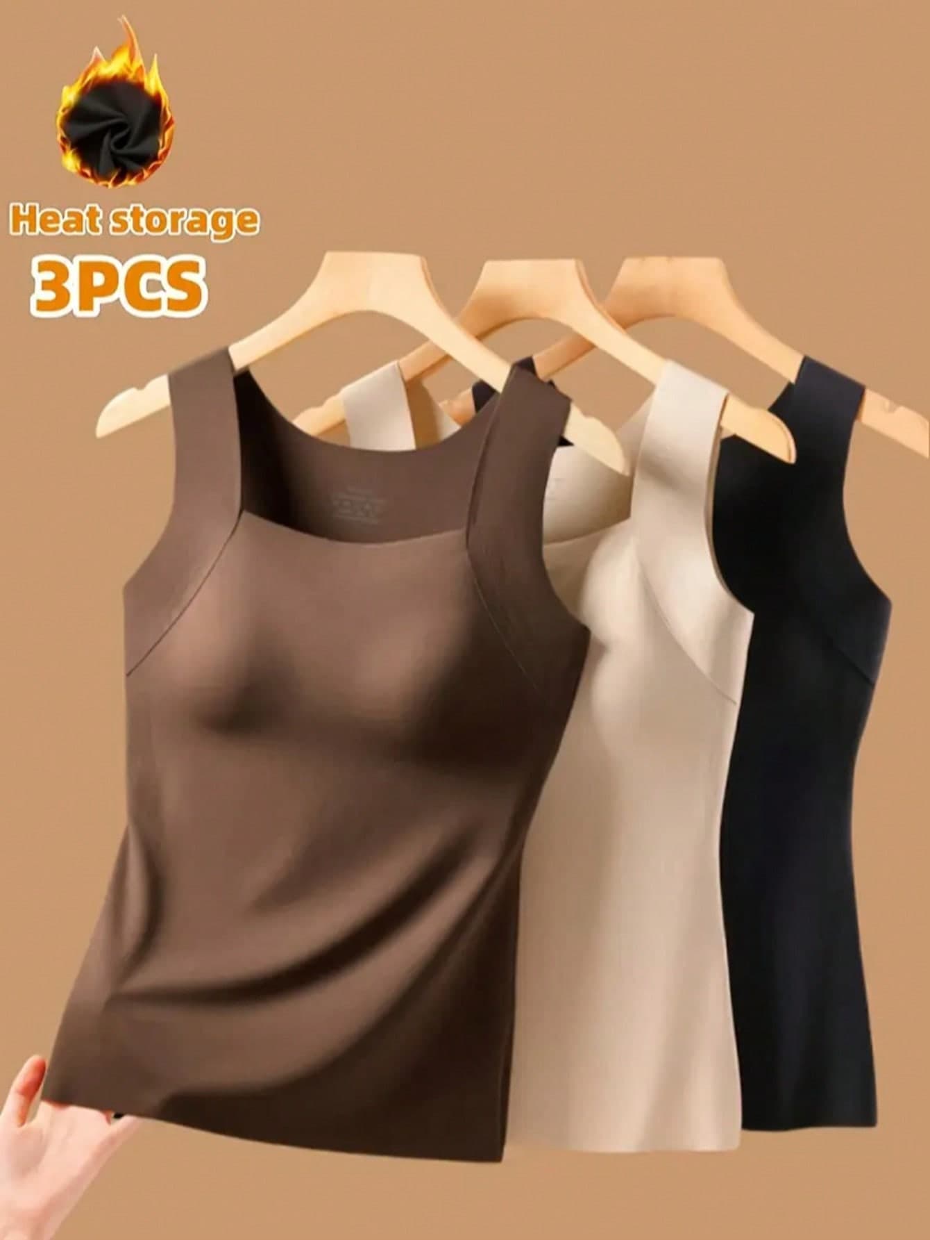 3pcs Seamless Skin-Tight Camisole, Nude Feeling Undershirt, Slim Fit Backless Top