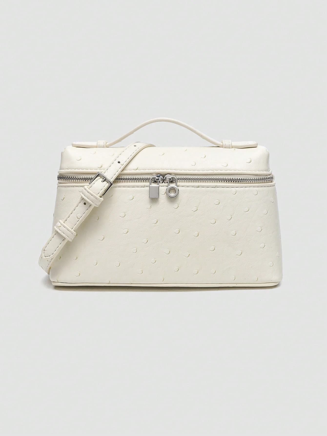 1pc Solid Color Ostrich Embossed PU Square Crossbody Bag, Suitable For Women's Daily Fashion Matching, Outings, Shopping, Parties, Elegant Women's Handbag, Women's Commuter Bag, Ideal Choice For Valentine's Day, Comfortable And Fashionable, Stylish Handbag, Personalized Gift Choice, 2025 Accessory, Fashionable Style Suitable For All Occasions, Affordable Luxury Feel, Rebellious Party Bag, Perfectly Suitable For Parties, Weddings, Balls, Dinners/Banquets, Elegant Women's Bag