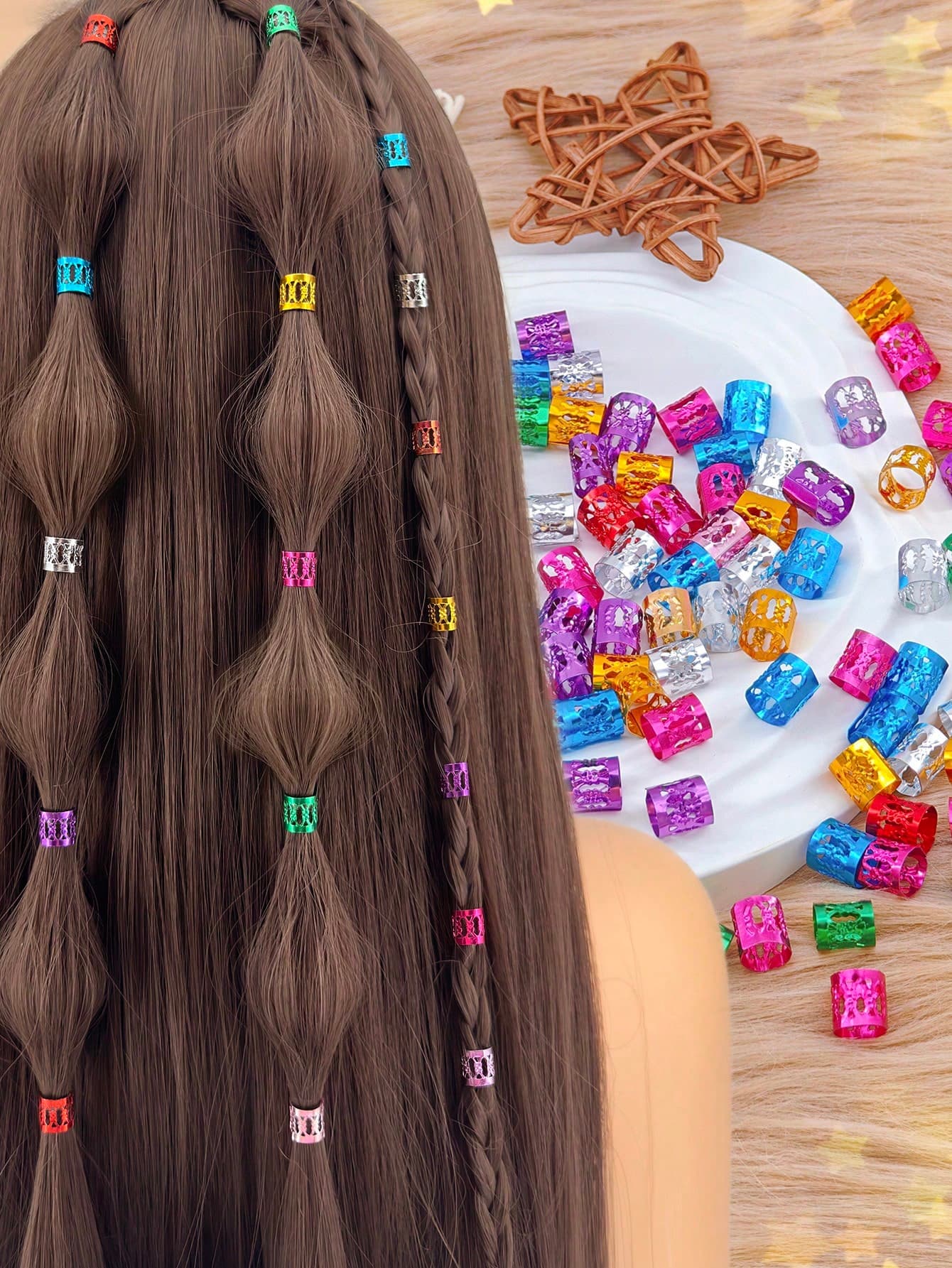 100pcs Assorted Color Hip Hop Style Summer Hair Accessories, Suitable For Braids And Scrunchies, Adjustable Metal Hair Clips, Ideal For Braiding Supplies