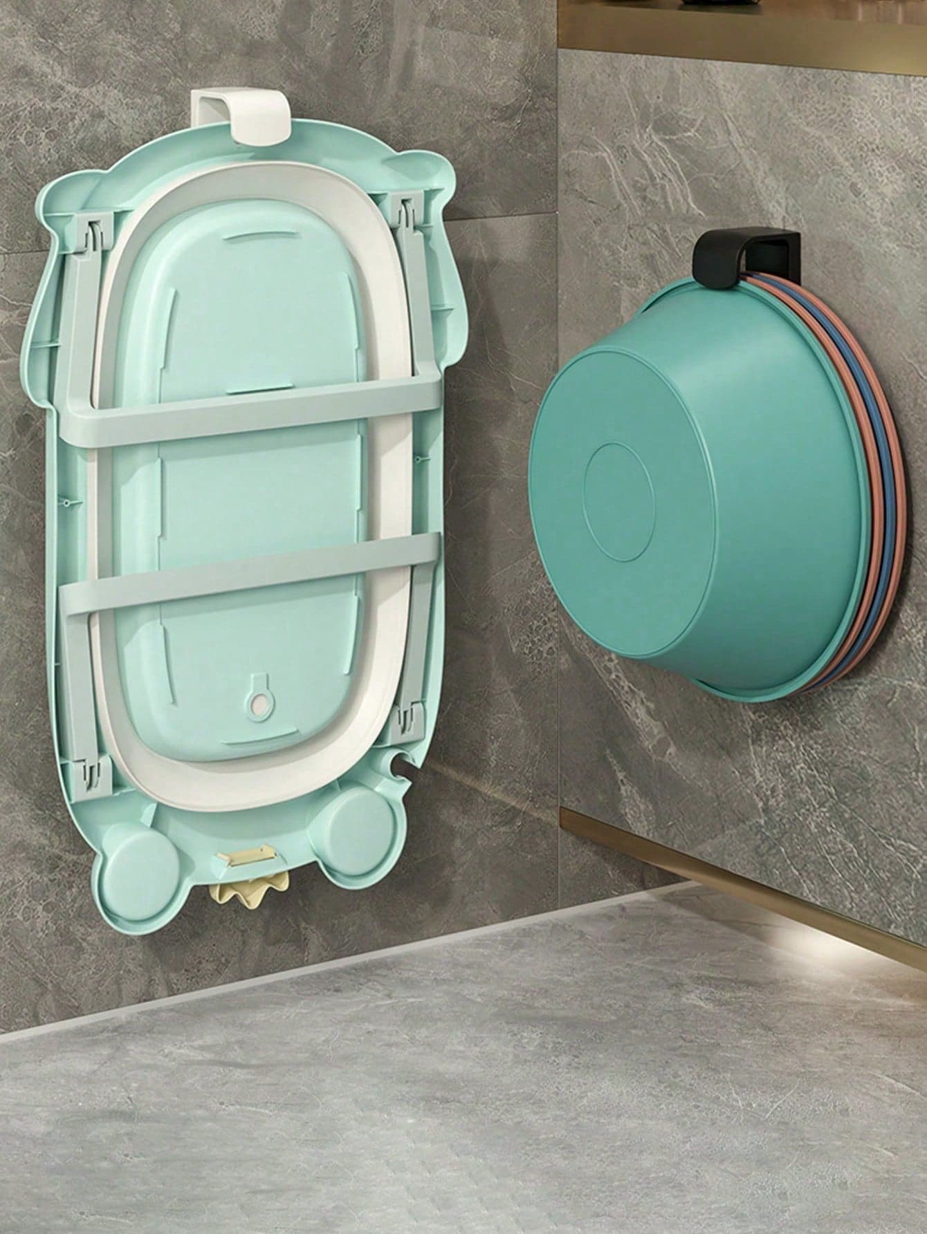 2pcs Wall-Mount Plastic Hooks For Washbasin – Easy Install No-Punch Bathroom Basin Holder, Basin Hook Sticky Hook Rack Punch-Free Bathroom Bathtub Rack Multi-Functional Bath Tub Hanging Storage Organizer Rack