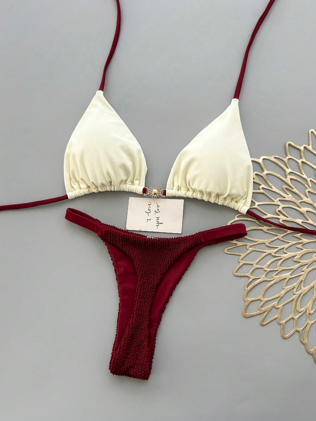 2pcs Casual Elegant Sexy Bohemian Floral Print Tie-Up Braided Bikini Swimwear, Suitable For Beach Vacation In Spring/Summer