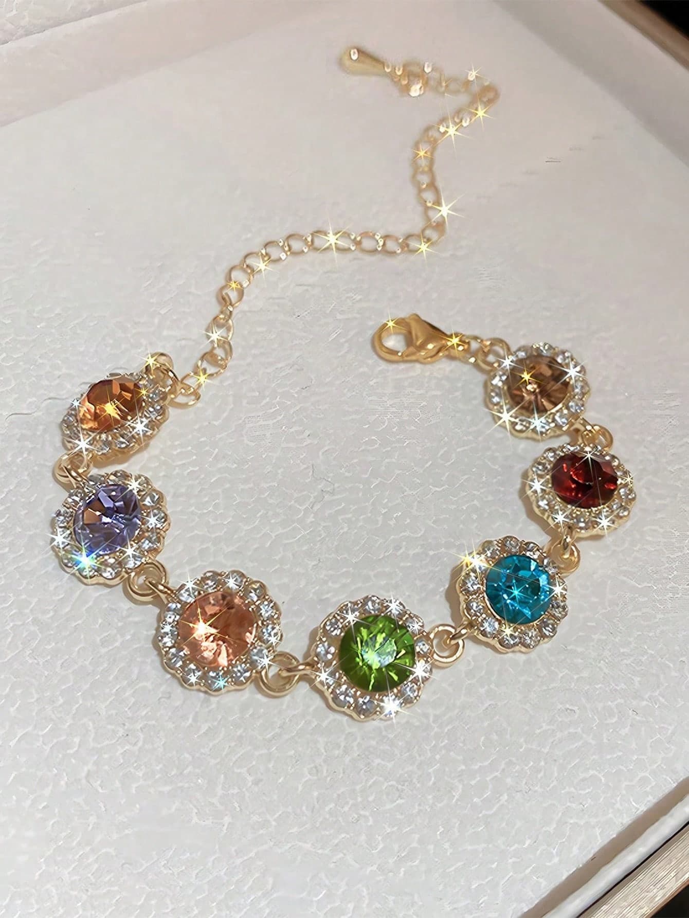 Fashionable Minimalist Rainbow Crystal Bracelet, Versatile For Dates, Parties, Anniversaries, Birthdays, Valentine's Day, Ideal Gift For Women, Mothers, Mother's Day (Girls Version)