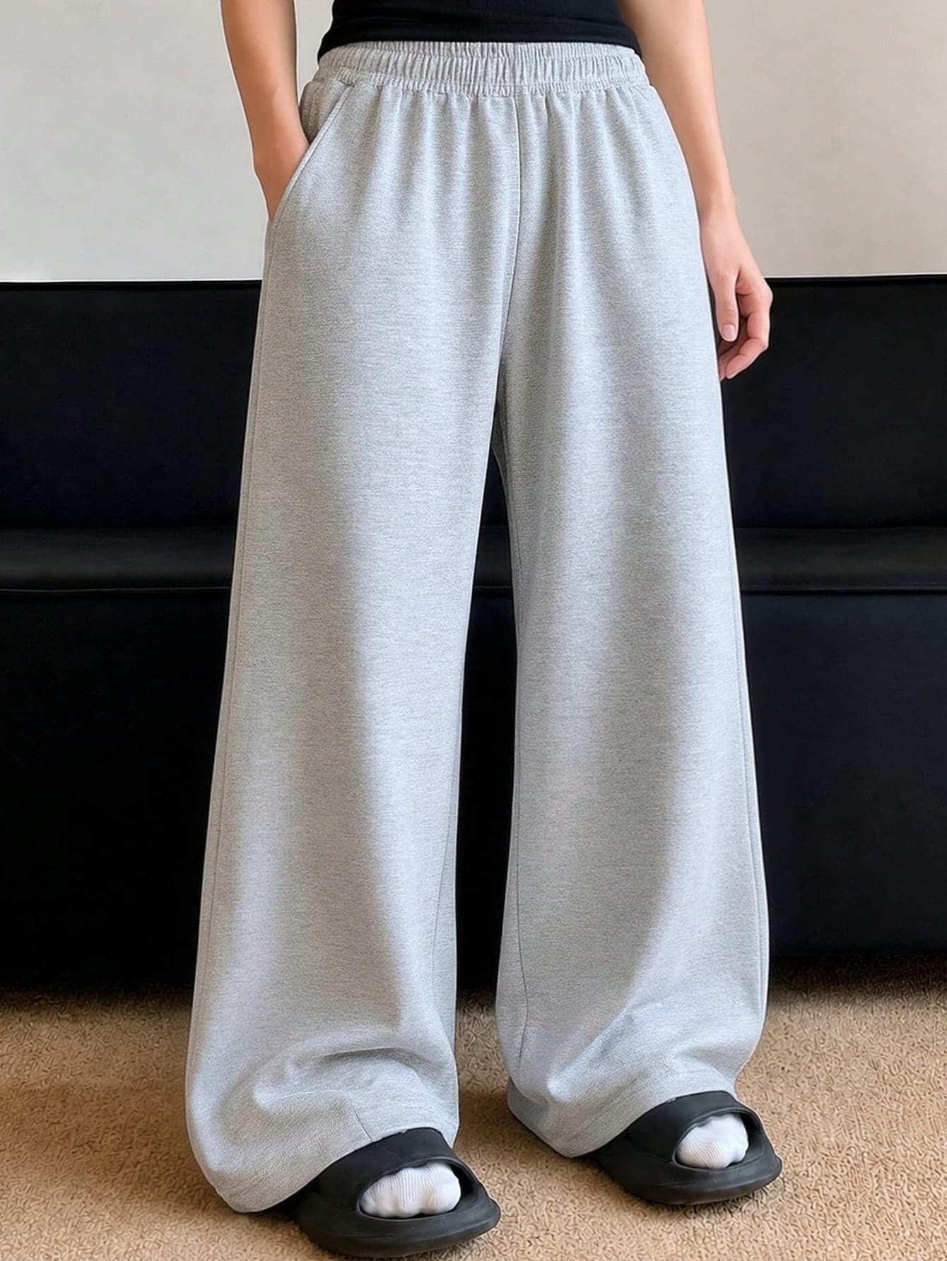 1pc Boys' Casual American Style Sweatpants, Elastic Waist, Loose Straight Leg, Versatile Long Pants