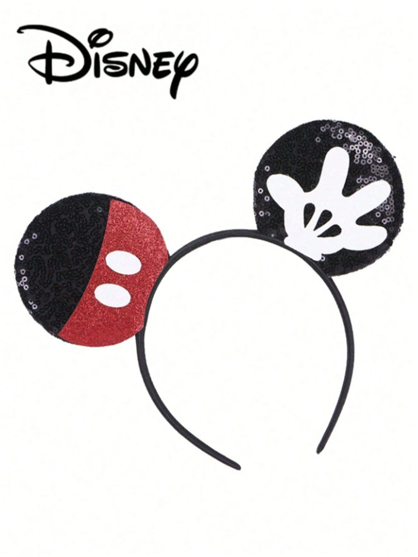 Disney Mickey Mouse Hand-Shaped Headband, Mickey Mouse Sequin Finger Headband - Holiday Party Headwear, Fun Photo Prop, Amusement Park Accessory, Suitable For Birthday Parties And Easter Events, Comes With Cute Bow Cartoon Hair Clip, Princess Costume Accessory, Fan Headband Applicable