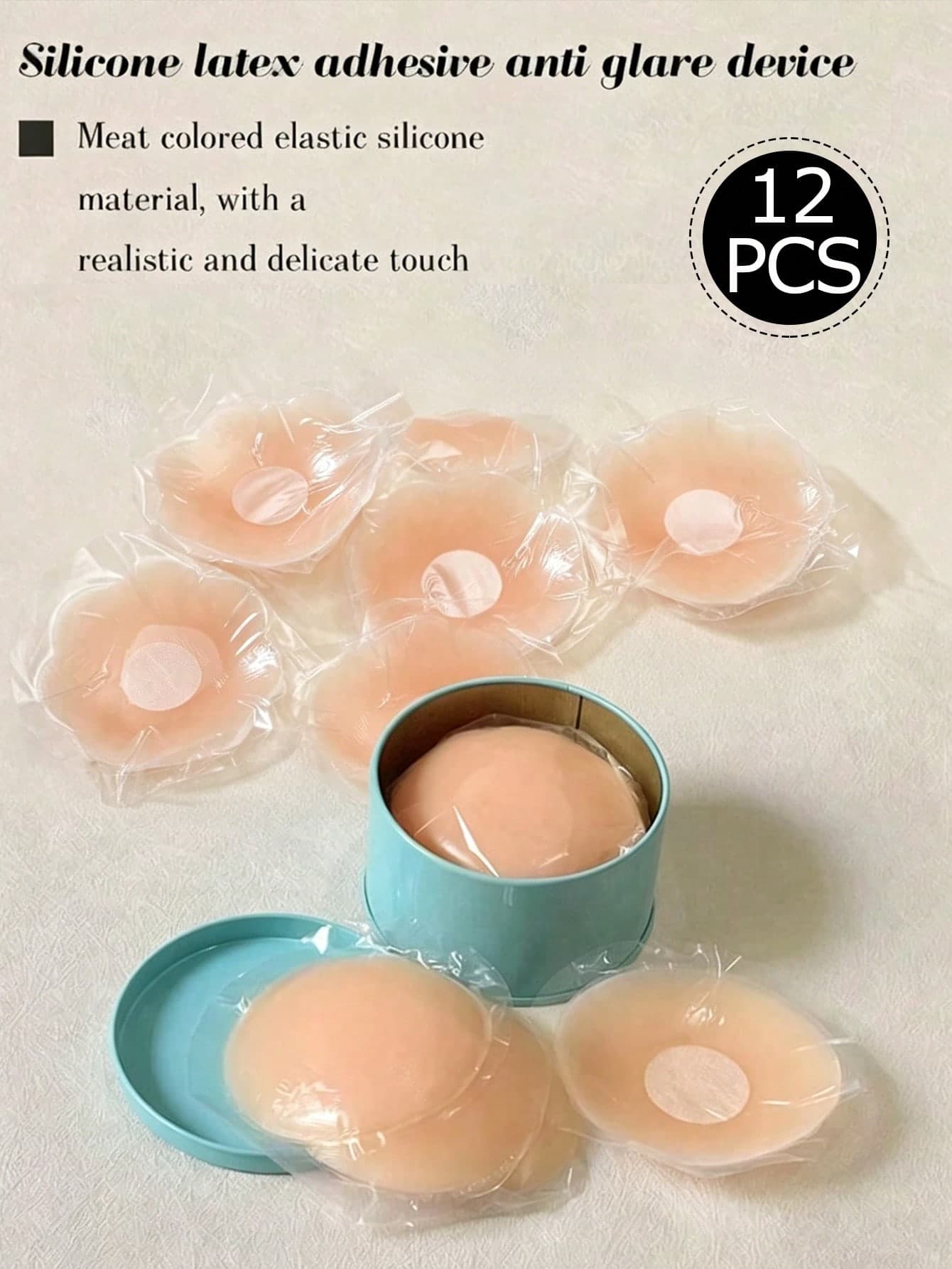12pcs Reusable Invisible Silicone Nipple Cover Pasties For Women, With Travel Storage Box