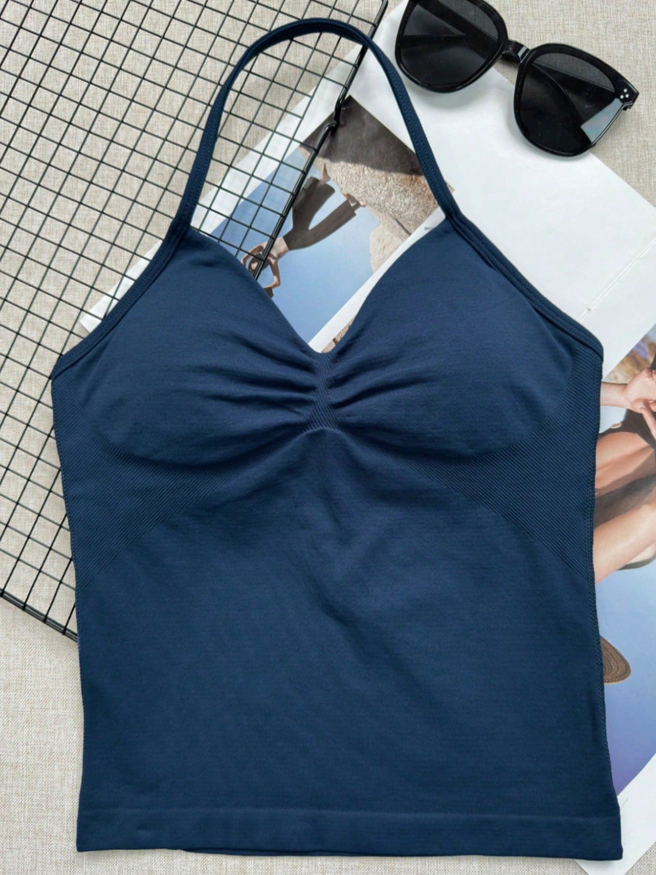 Women's Yoga Sports Bra Sleeveless Fitness Cropped Top Elastic Breathable Gym Activity Tank Top, Athleisure
