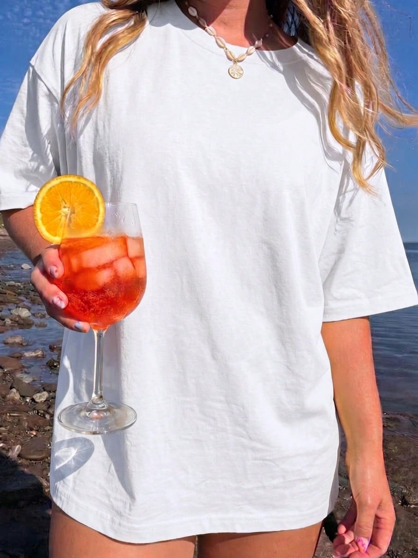 Women Y2K Fashion Casual Sports Basic White Solid Color Short Sleeve T-Shirt Summer