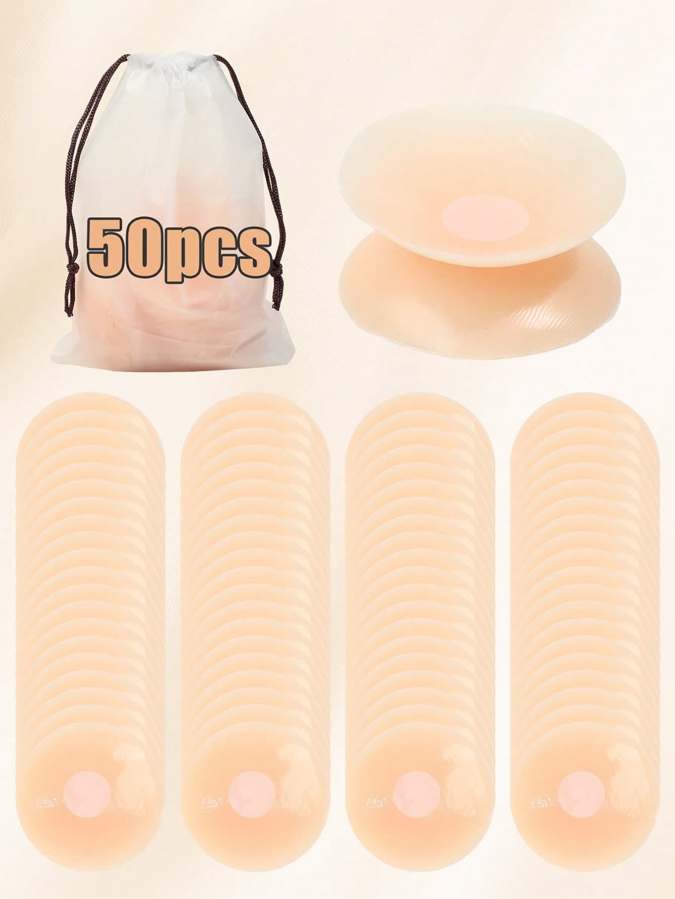 2-50pcs Waterproof Silicone Nipple Covers Reusable Sticky Breast Petals With Storage Bag For Swimwear Dress,Holiday Essentials,Travel,Sticky Bra
