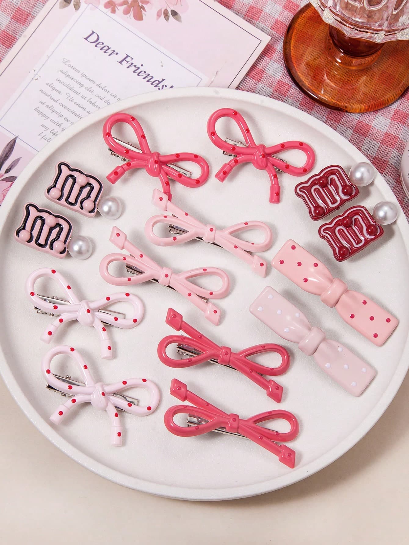 20/10pcs Girls Colorful Polka Dot Bow Hair Clips, Bangs Hairpins, Minimalist Cute Letter BB Clips, Hair Accessories, Gifts For Students, Daily Use