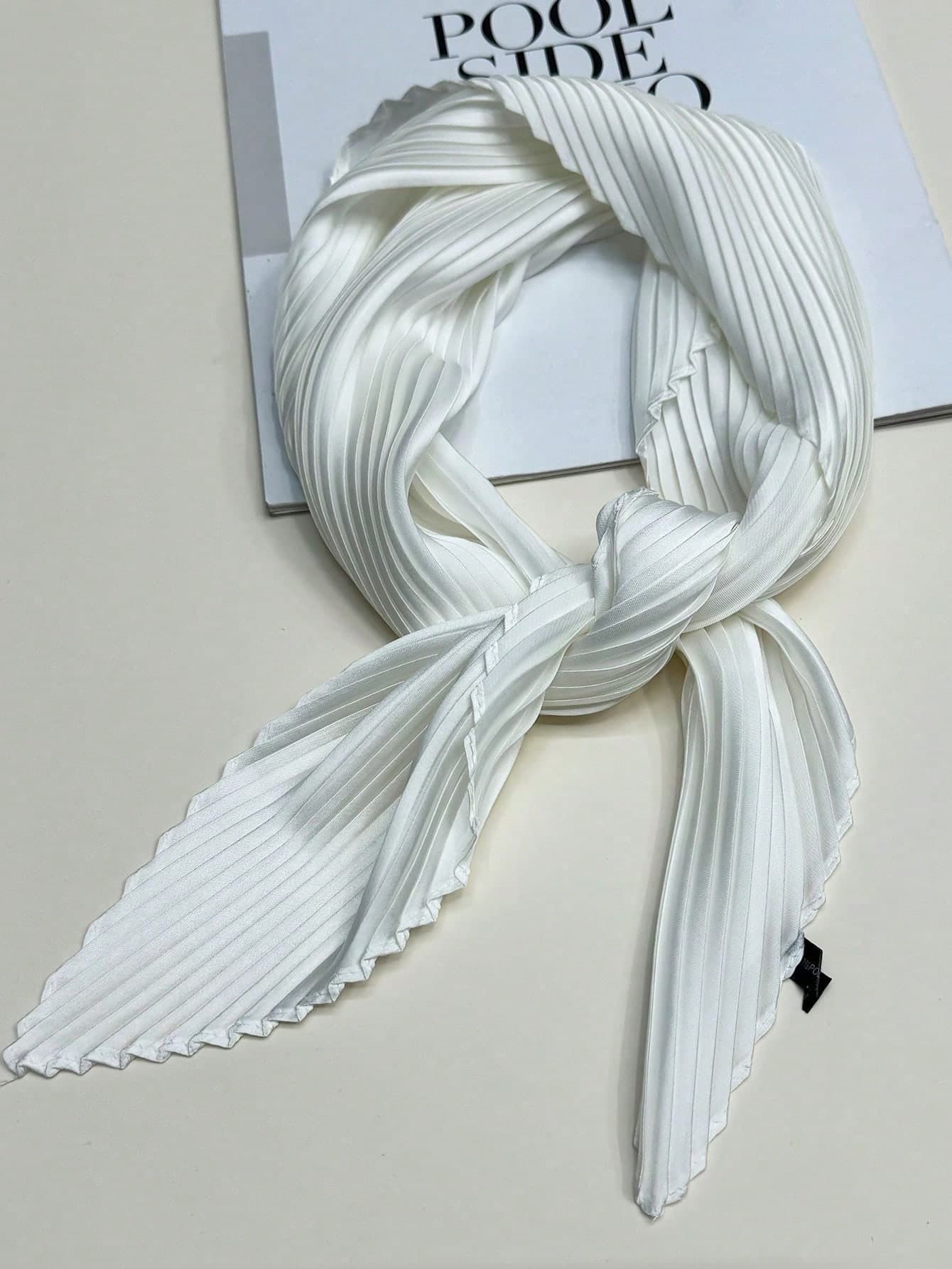 1pc Simple Solid Color Square Scarf, New 70cm Crinkle Silk Scarf For Women, Versatile Accessory For Headband, Necktie, Fashion Scarf
