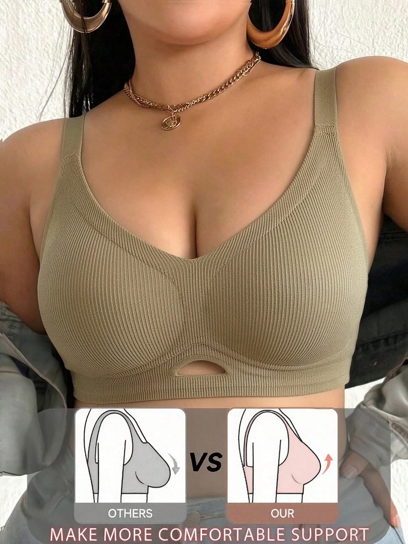 Plus Size Women's Solid Color Bra - Soft, Comfortable, Adjustable Straps