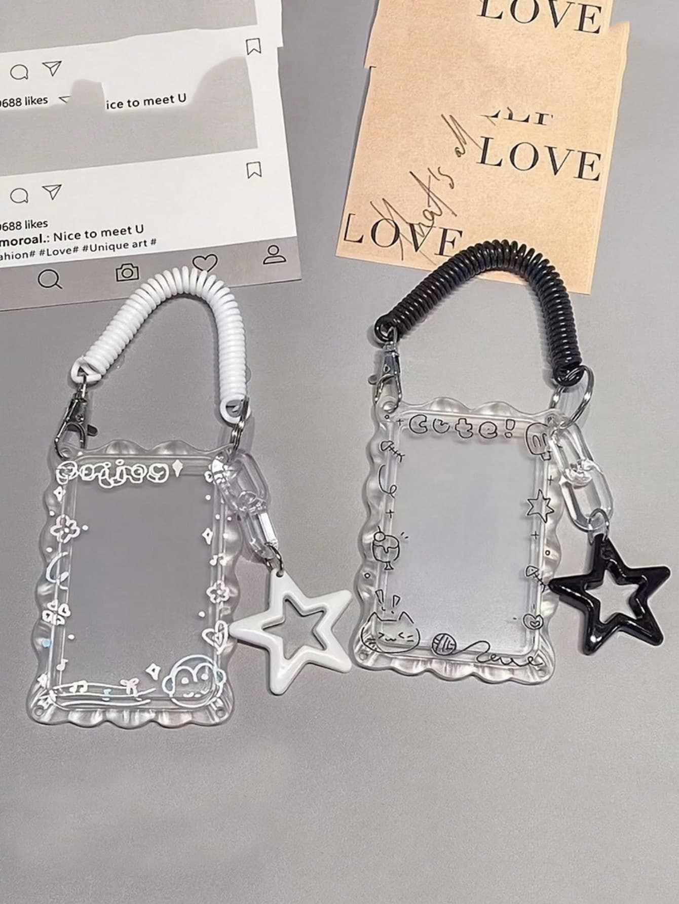 1 PC Cute 2D Easy Ins-Style Transparent Lace Card Holder With Cute Cat Pattern, For Student Campus Meal Card, Subway, Bus Card And ID