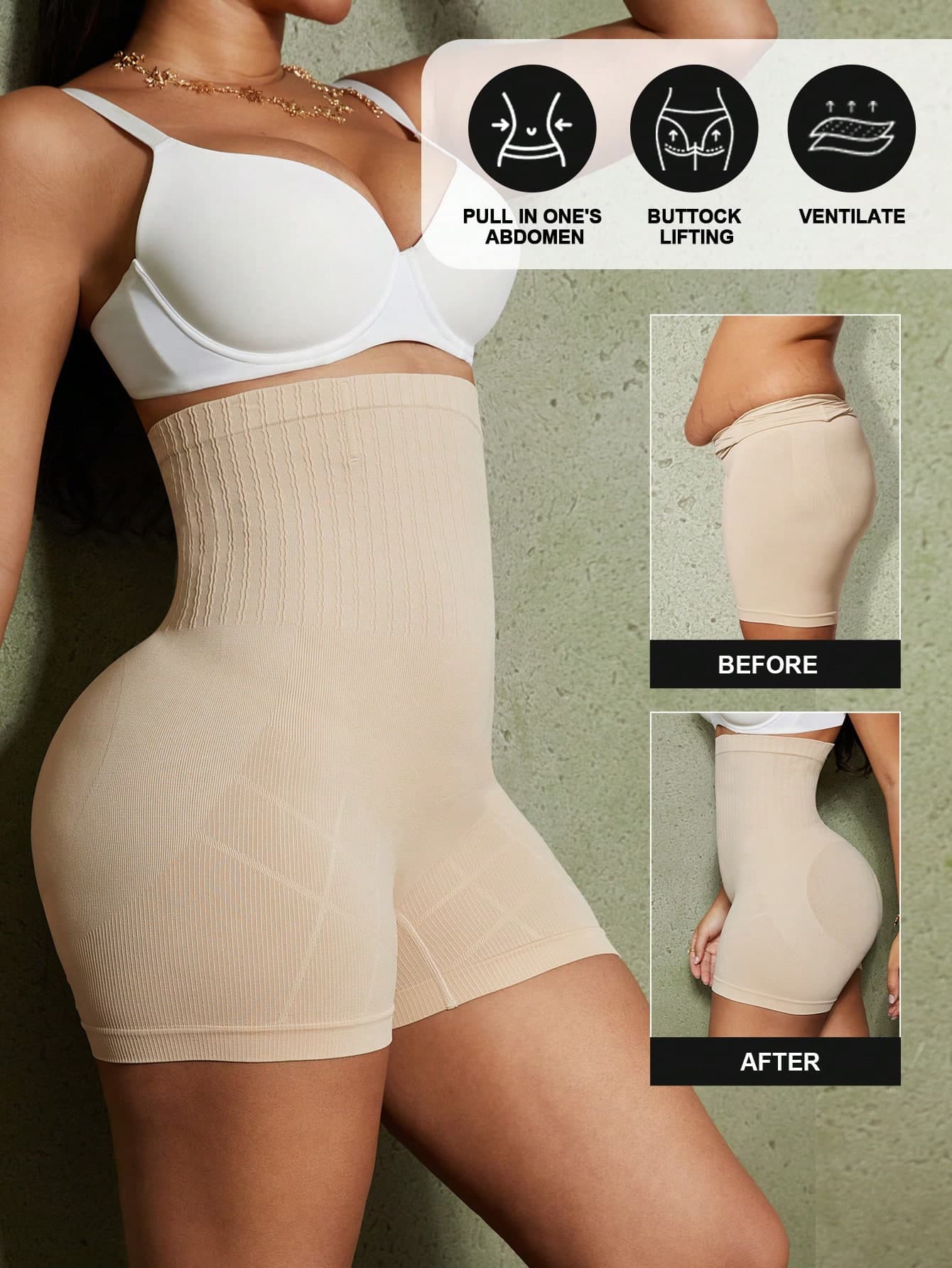 1pc Women Shapewear Shorts, Seamless Waist Cincher Tummy Control Panty