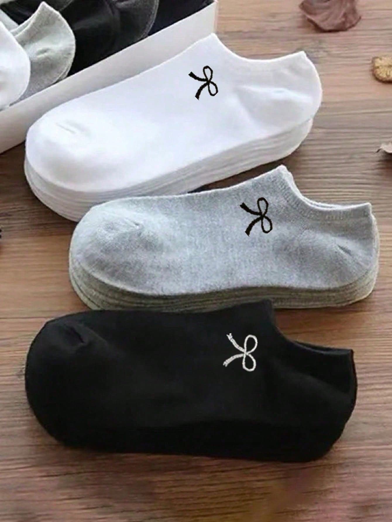 3/9/15 Pairs Women's Bow Tie Low-Cut Invisible Socks, Casual Daily Matching Cute Minimalist Design, Comfortable Soft Breathable Loafer Socks, Suitable For Spring, Summer, Autumn
