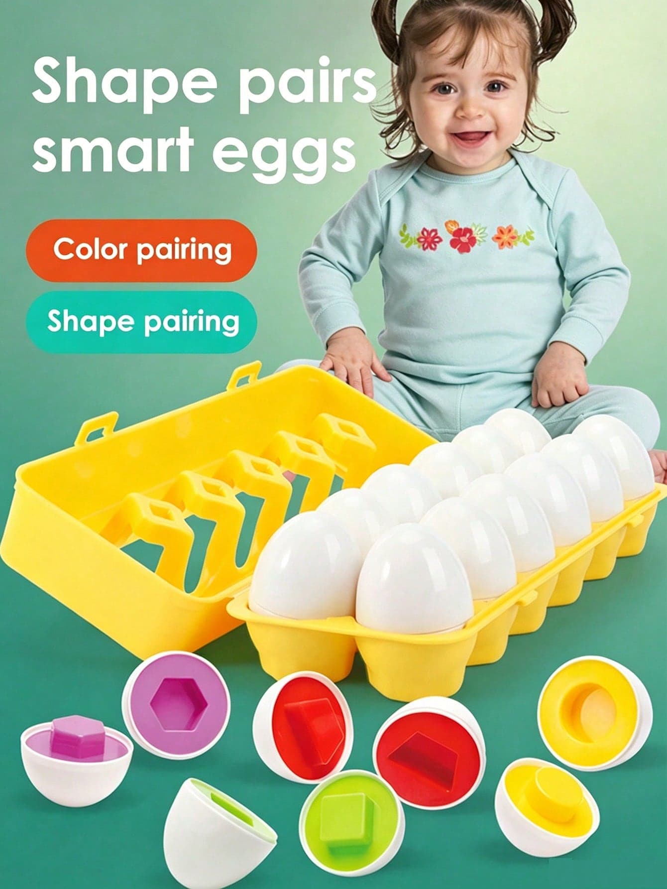 Kids Shape Matching Egg Toy, Toddler Early Educational Puzzle Sorting Color Shape Training Toys, Twist Egg