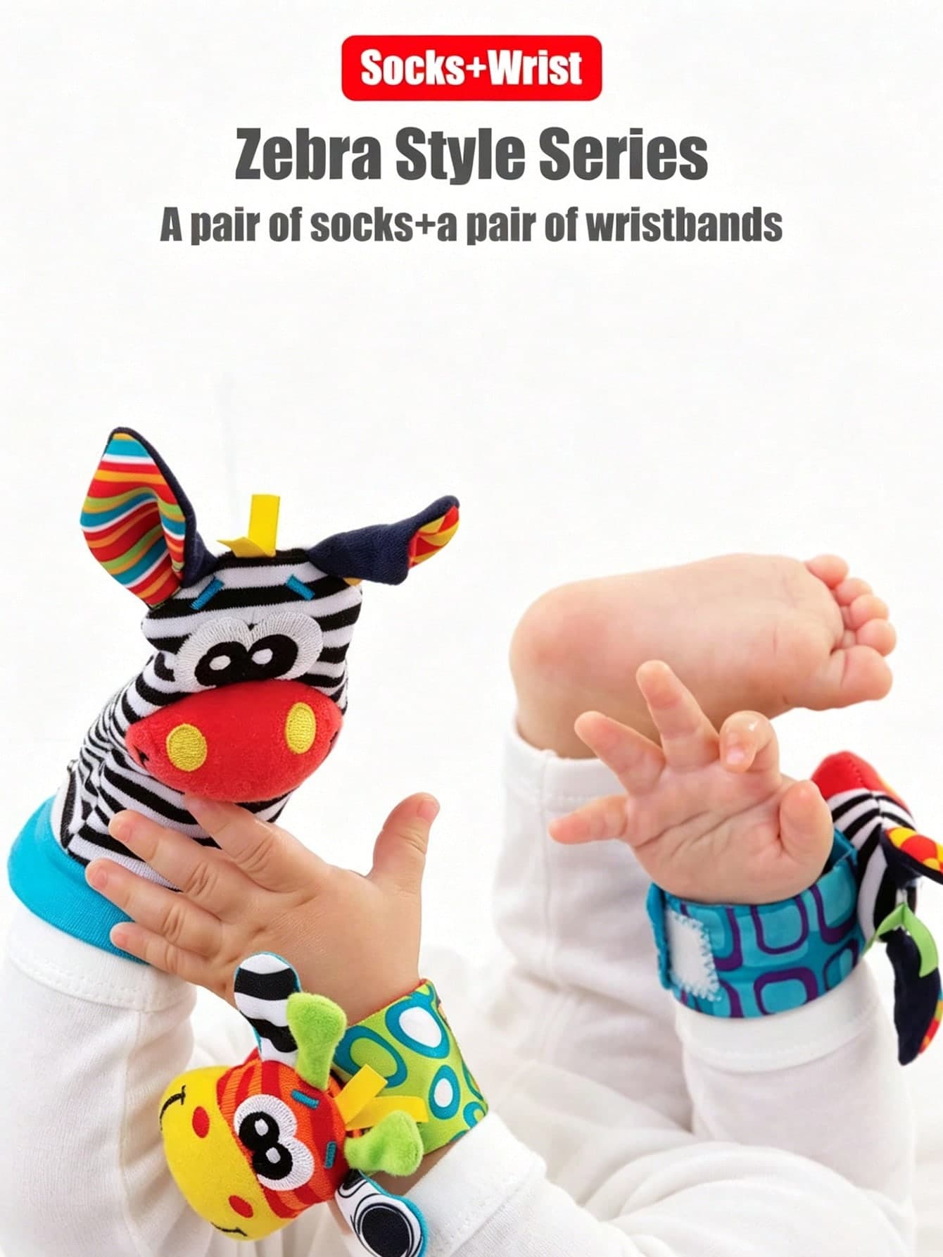 4pcs Set, Including 2 Leg Warmers And 2 Wristbands, Early Sensory Toys For Babies, Cartoon Animal Wristband Leg Warmers, Baby Wristband Leg Warmers Set