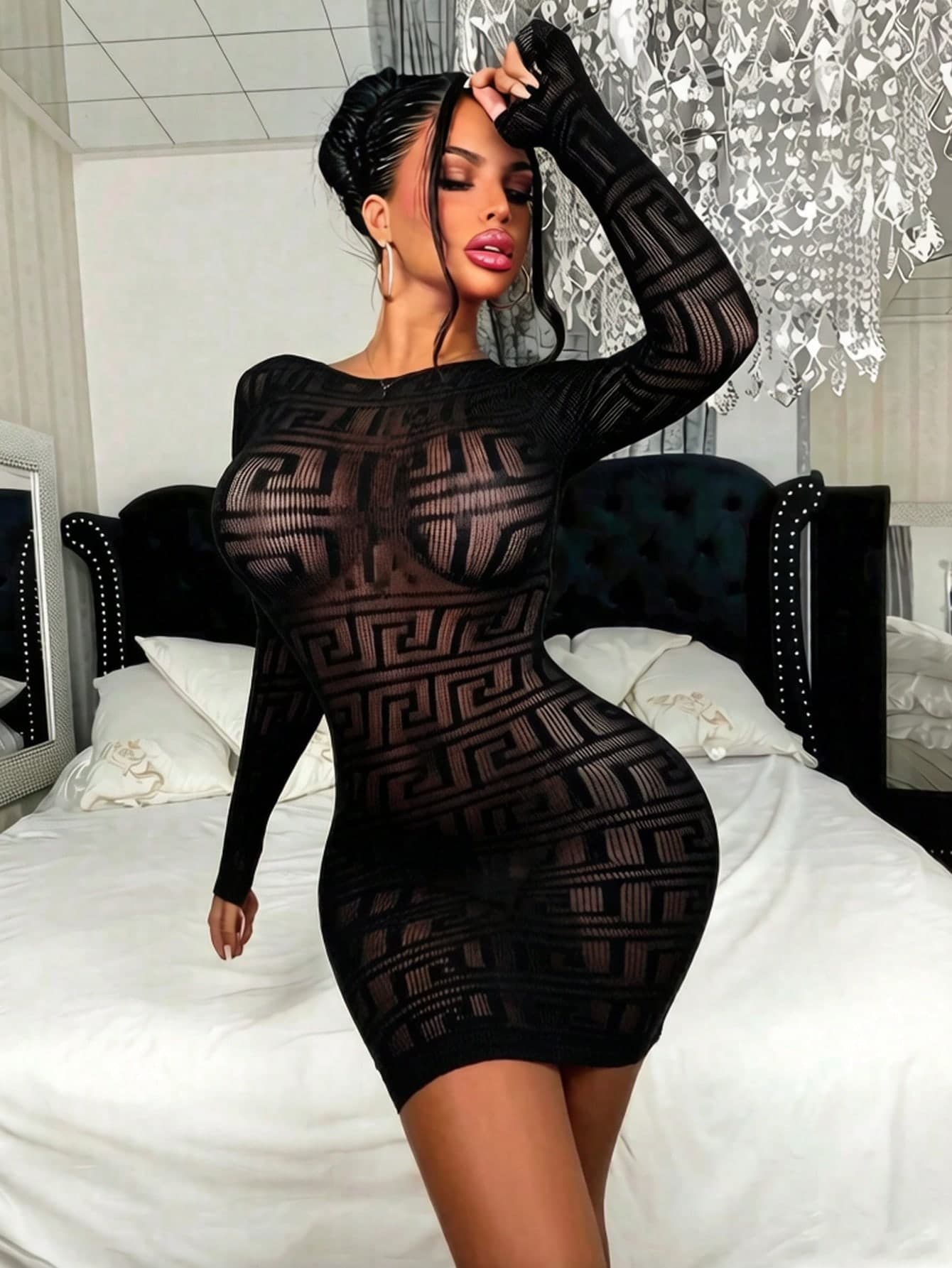 Woman See Through Hollow Out Fishnet Bodystocking Sexy Lingerie Bodysuit Fancy Underwear Erotic Clothes Porn Pajama For Club, Night Out, Dates, Shows,