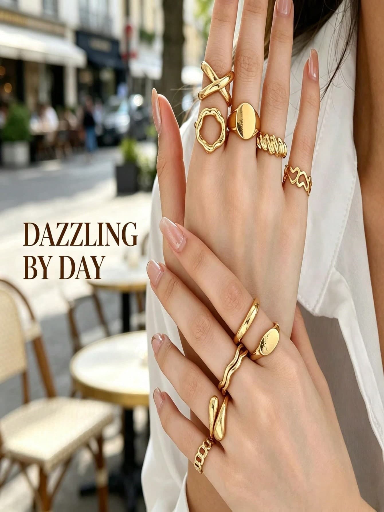 10pcs/Set Geometric Curve Rings, Hinged Rings, Exaggerated Open Rings, Unique Jewelry Design, Suitable For Women's Daily Wear