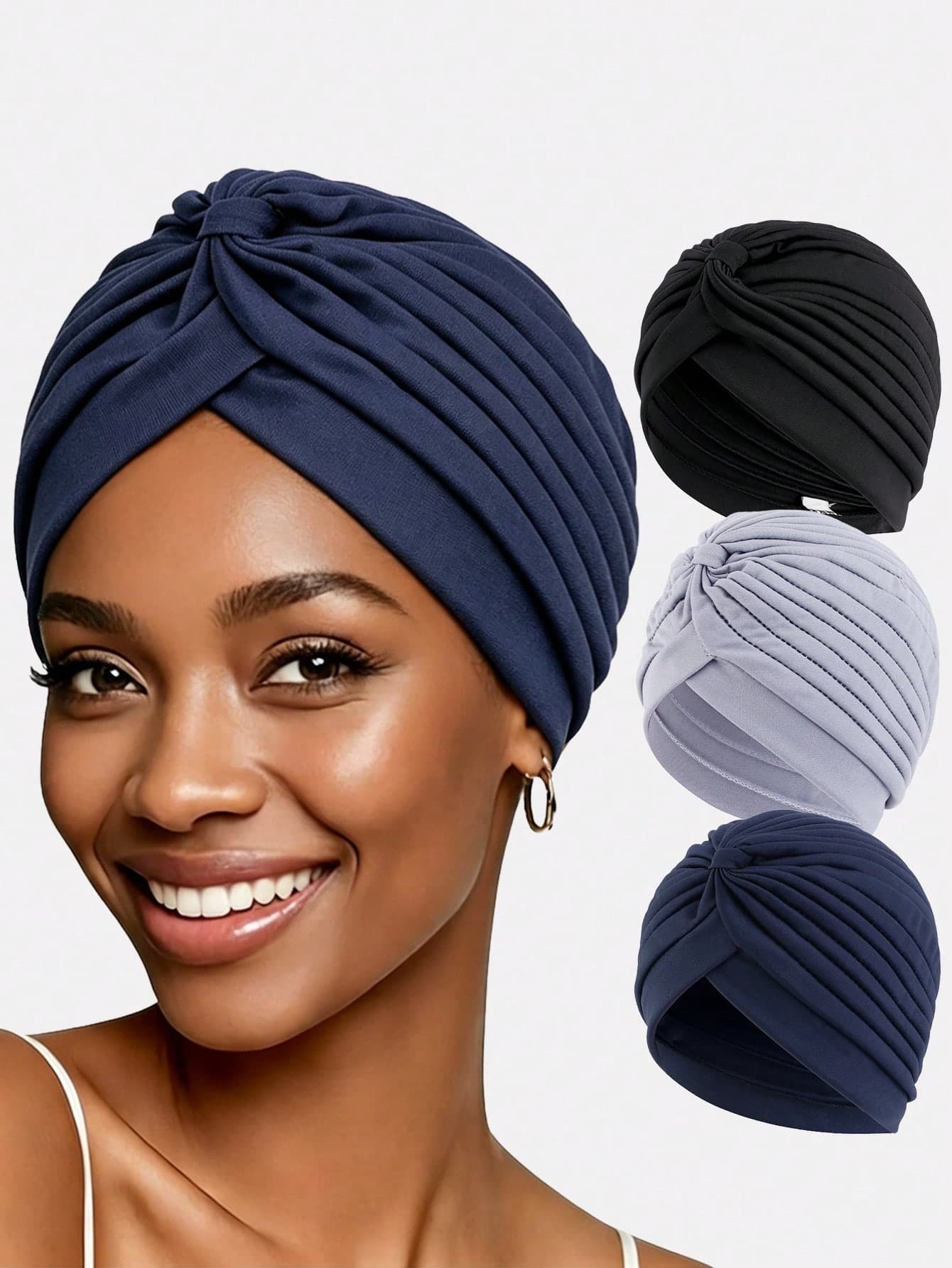 3pcs Women's Headwrap, Headscarf, Bandana Hat Set Sleep Bonnet