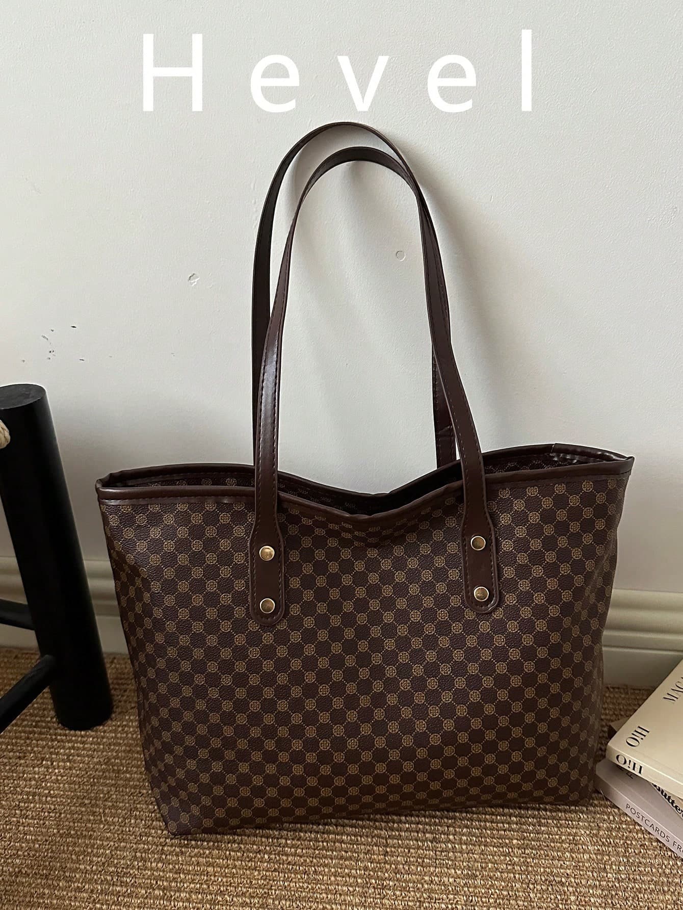 Hevel,Geometric Pattern Shoulder Tote Bag Large Capacity Elegant For Teen Girls Women College Students,Rookies & White-Collar Workers Perfect For Office,Work ,Business,Commute Best Work Bag For Women, Eye-Catching Work Bags For Women,Handbags For Women