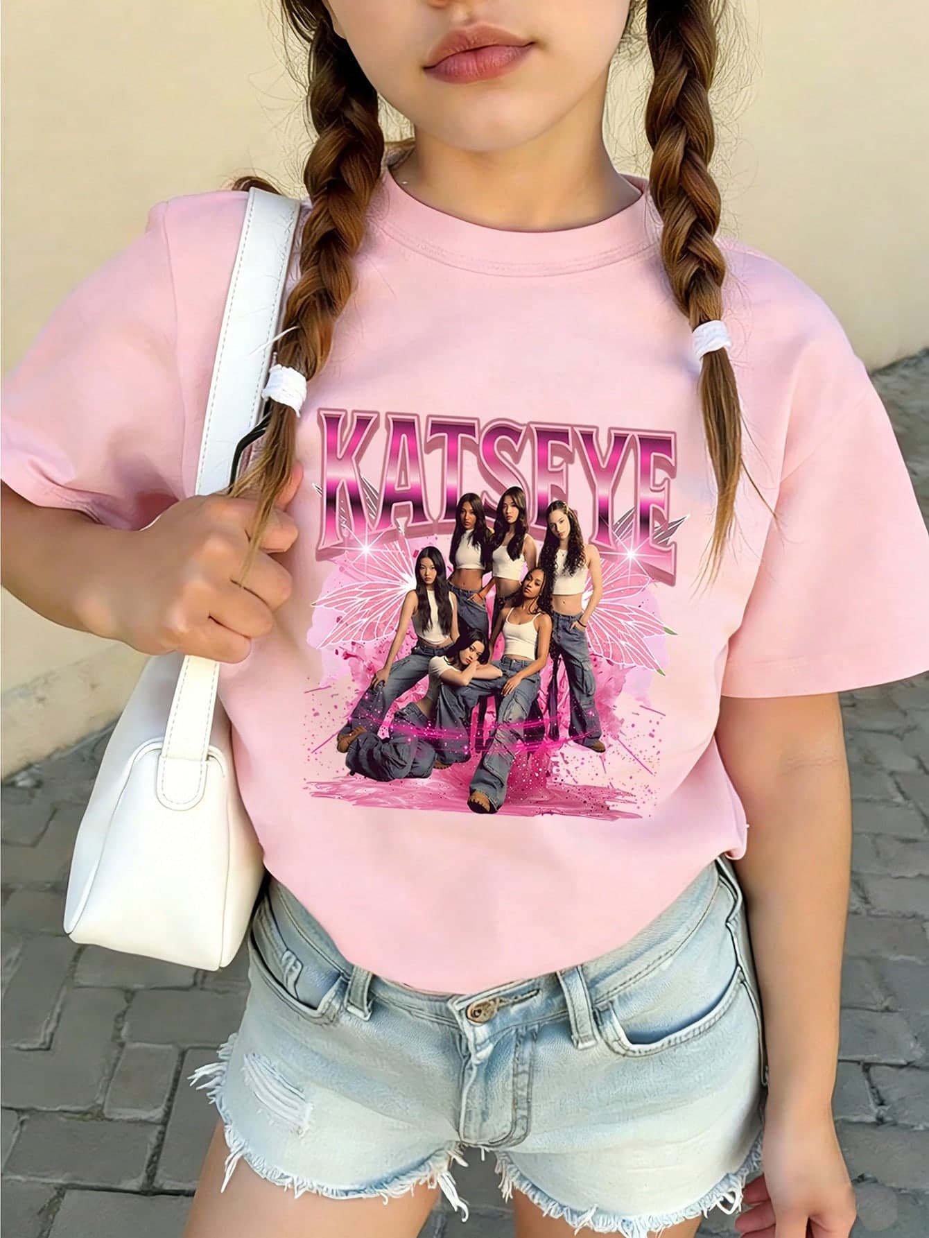 Tween Girl Casual Fun Print Crew Neck Pullover Short Sleeve T-Shirt Summer Top