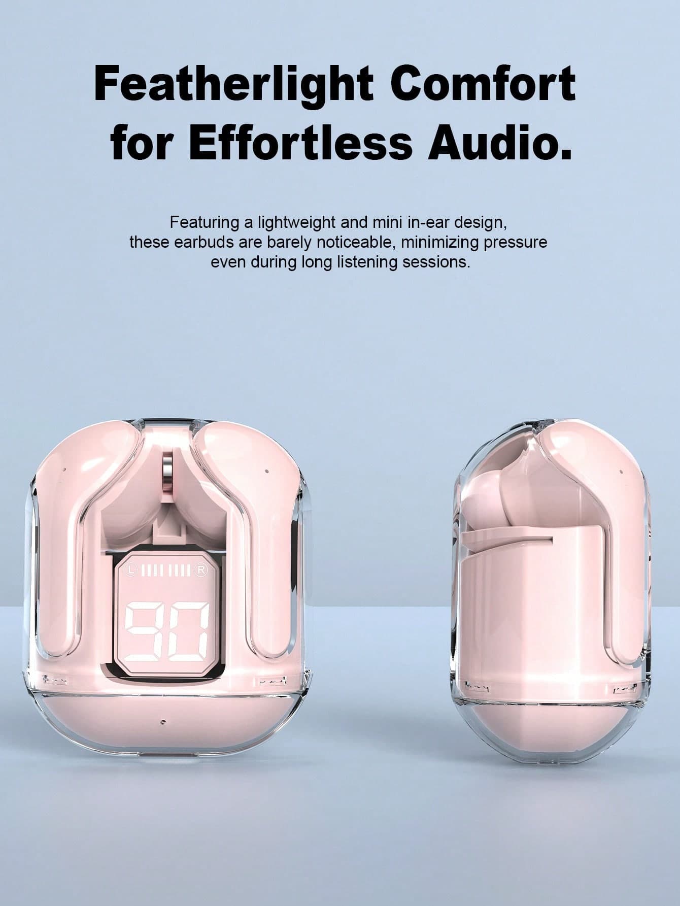 STSEarConect Transparent True Wireless Bluetooth Earbuds, In-Ear Noise Cancelling Headphones With Microphone, High-Fidelity Stereo, Gaming Earphones, USB Charging, Suitable For Calls And Outdoor Sports, Comes With Silicone Earbud Covers