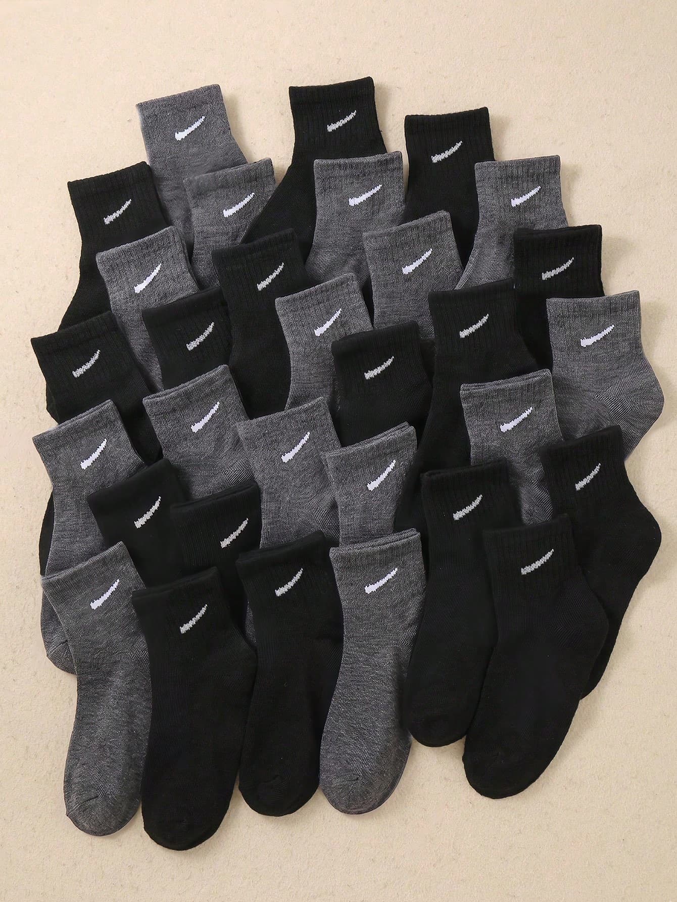20 Pairs Children's Socks, Elastic Sports Mid-Calf Socks, Striped Hook Design, Boys And Girls Daily Wear, 1-16 Years Old, All Seasons, Back To School, Breathable, School Running, Black And Grey