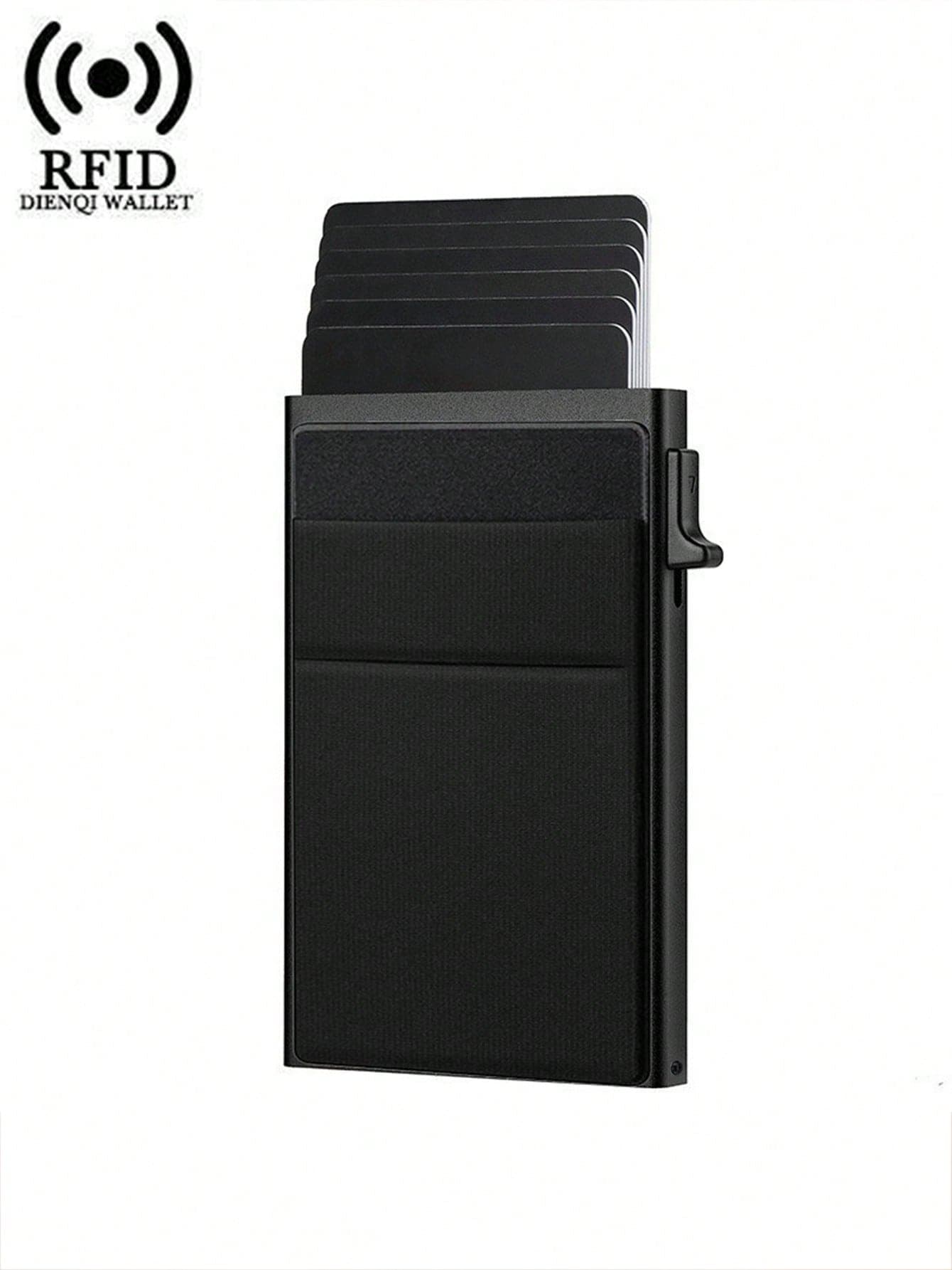 1pc Men's Automatic Pop-Up Ultra-Thin Minimalist Wallet - Carbon Fiber Wallet - Men's Ultra-Thin Wallet - Men's Metal Wallet - Men's Credit Card Holder, Black, Minimalist Men's RFID Wallet, Ideal Gift For Men, Birthday Gift