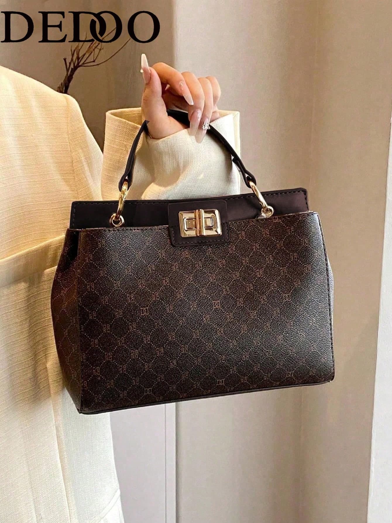 Dedoo Fashionable Retro European Style Reversible Tote Bag For Women, Custom Printed Scratch-Resistant Material, Suitable As Holiday Gift Or For Middle-Aged Mothers, Large Capacity Design Meets Daily Commute And Shopping Needs, Can Be Worn Over Shoulder Or Crossbody, An Elegant Commuter Bag