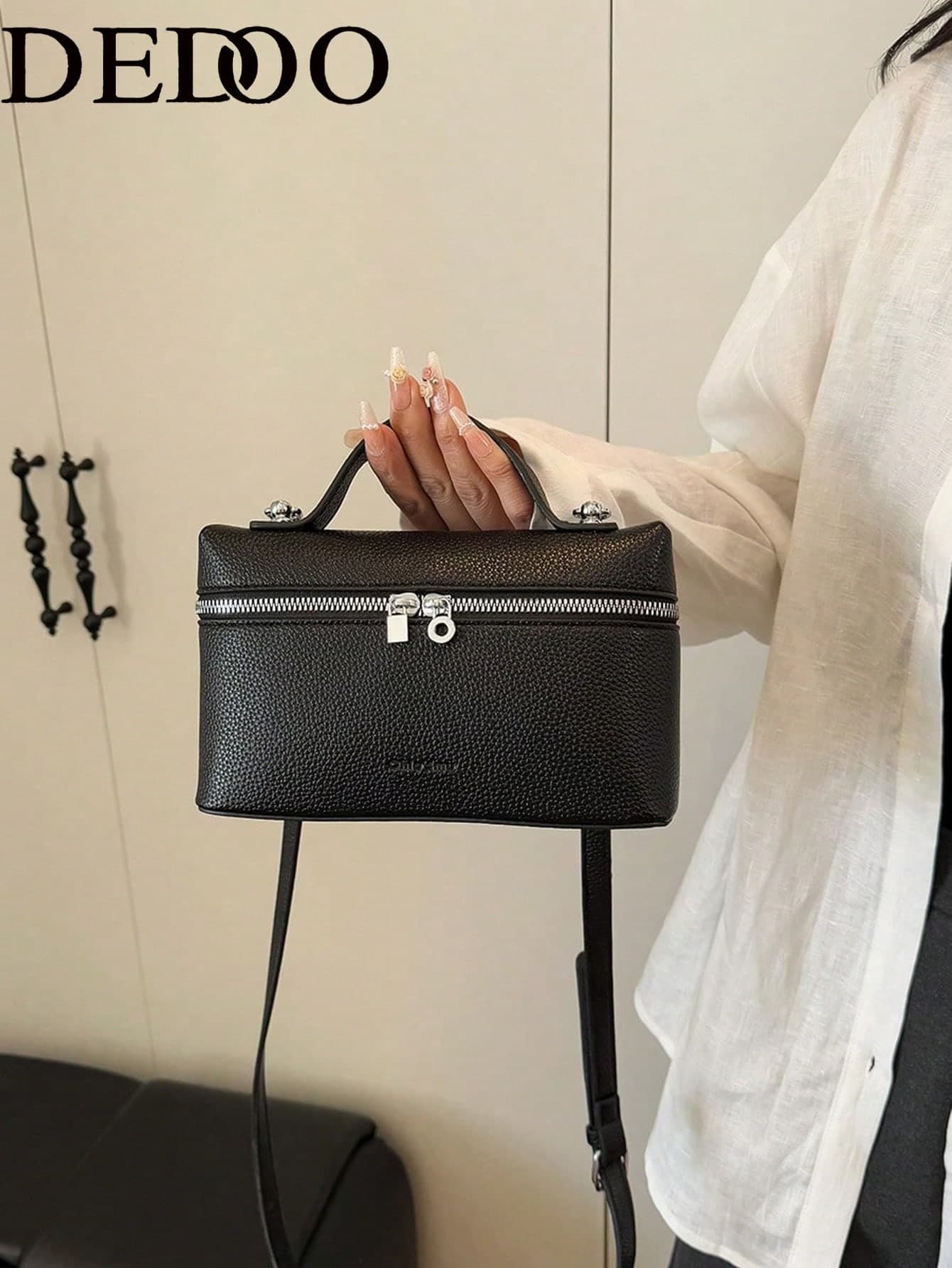 Dedoo 1pc Solid Color Litchi Grain PU Square Crossbody Bag, Women's Small Wallet, Suitable For Daily Fashion Matching, Fashionable Cream Yellow Women Handbag