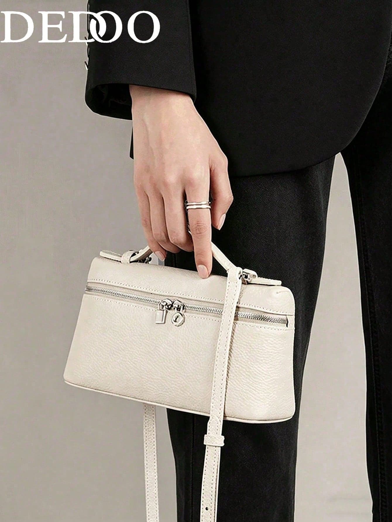 Dedoo 1pc Solid Color Litchi Grain PU Square Crossbody Bag, Women's Small Wallet, Suitable For Daily Fashion Matching, Fashionable Cream Yellow Women Handbag, White Bag